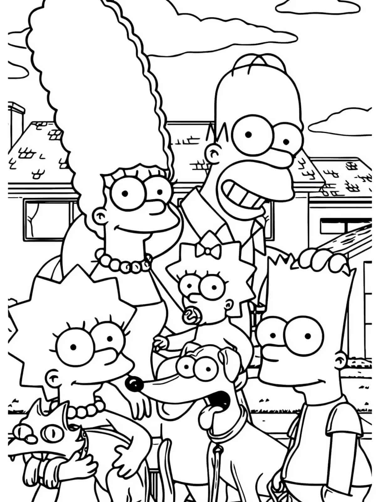 Marge Simpson Line Art Coloring Pages