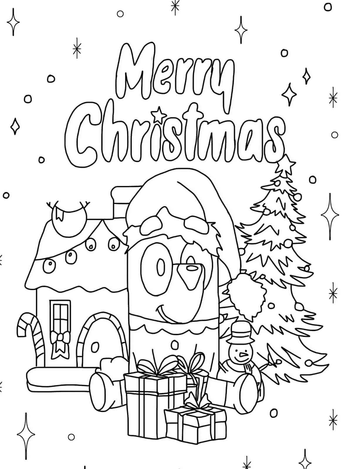 Merry Christmas Bluey Coloring Pages