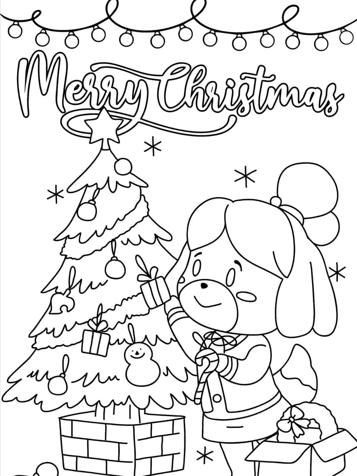 Merry Christmas Cartoon Character Coloring Pages