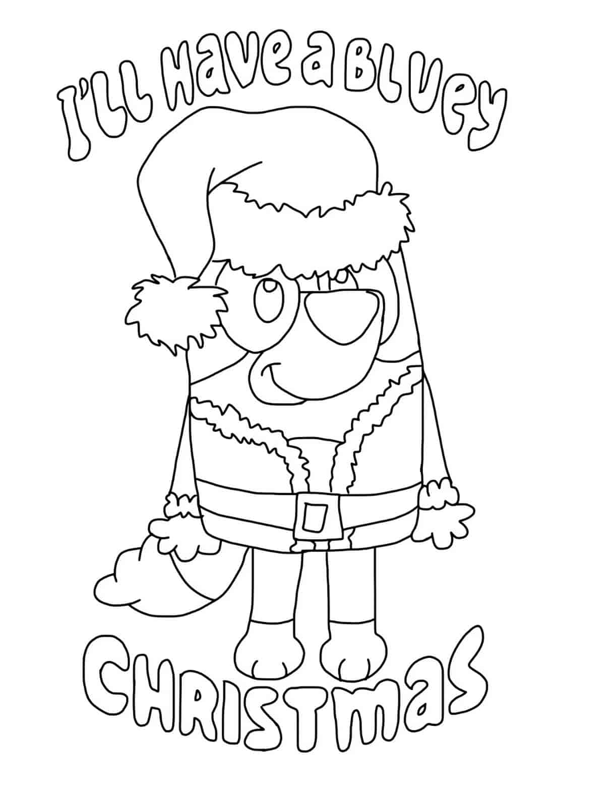 Merry Christmas Santa With Bluey Coloring Pages