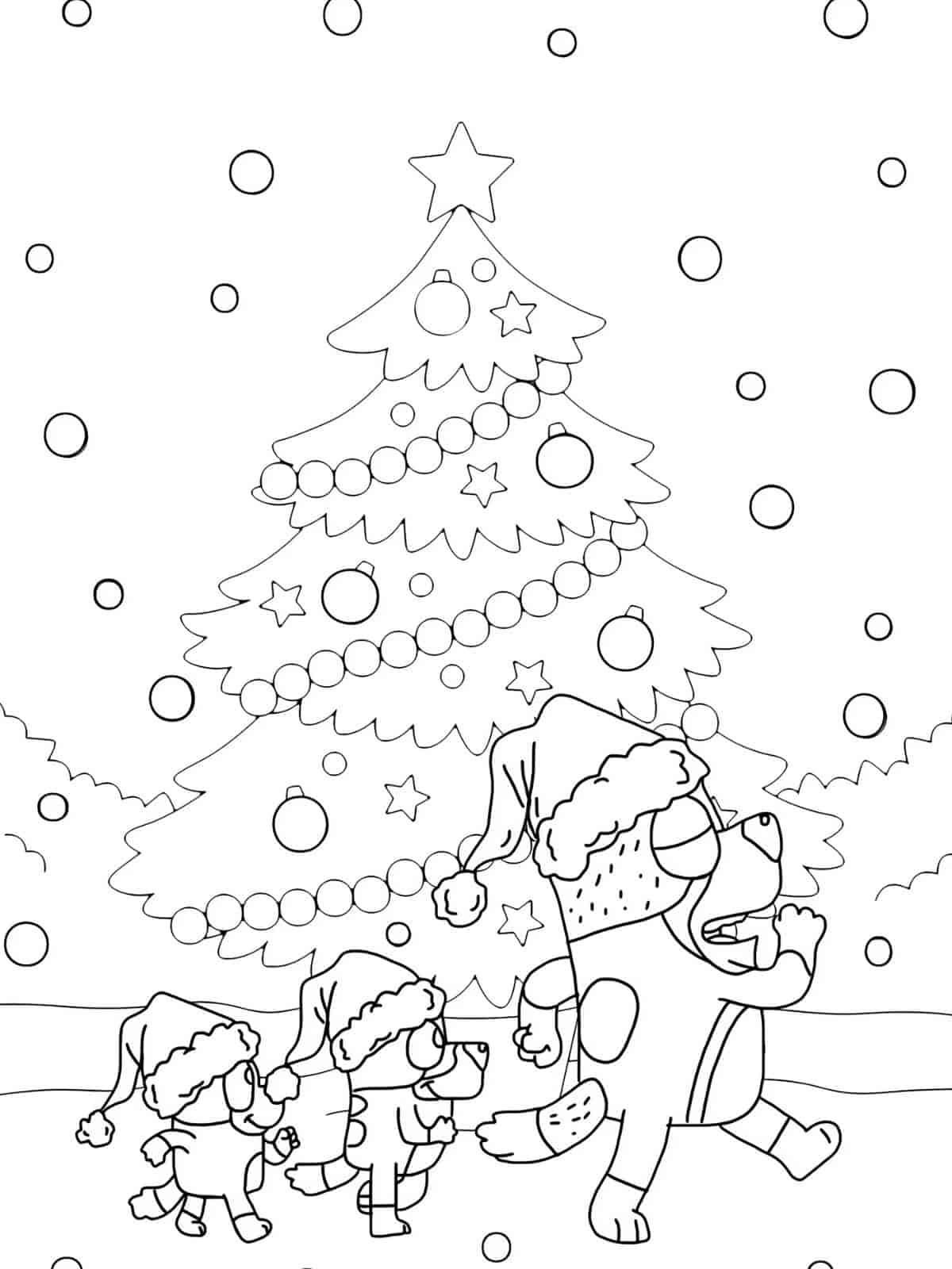 Merry Christmas With Bluey Brothers Coloring Pages