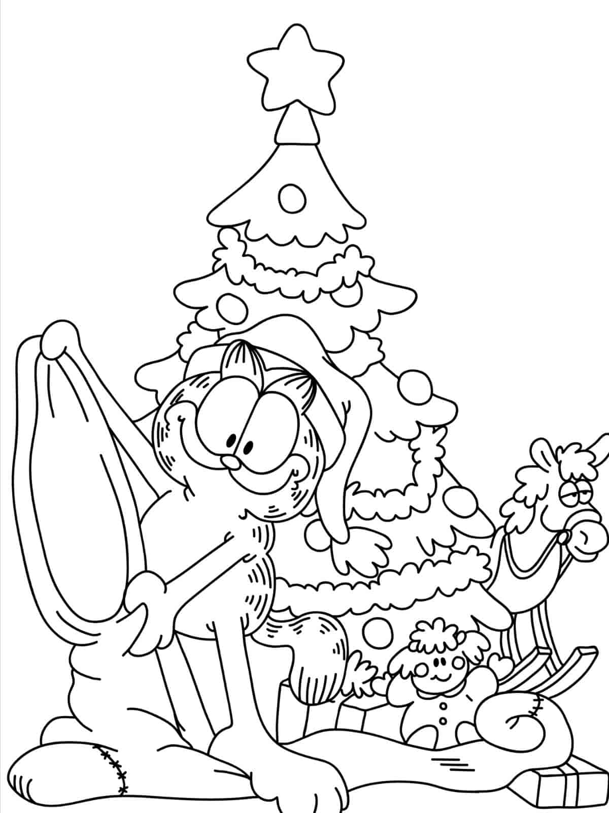 Merry Christmas With Garfield Coloring Pages