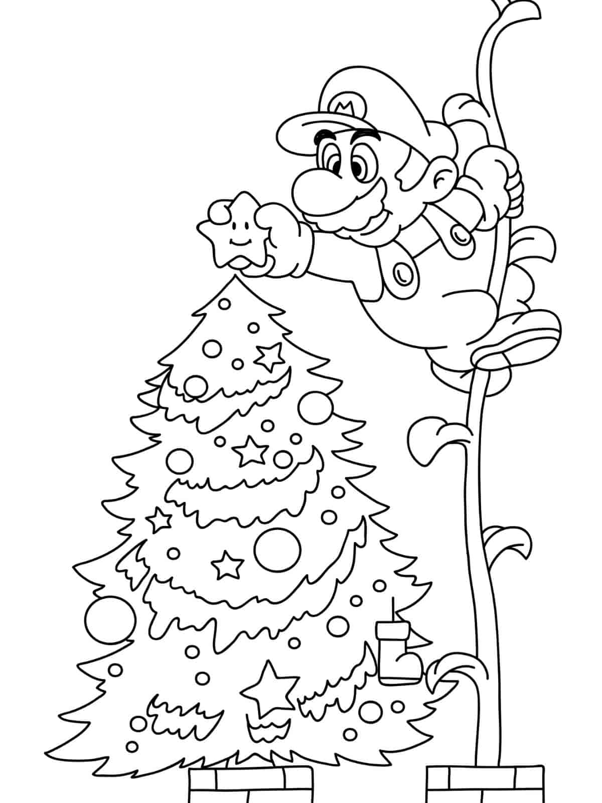 Merry Christmas With Mario Coloring Pages