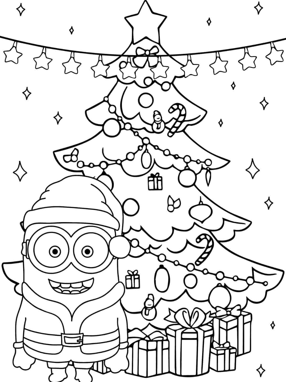 Merry Christmas With Minion Coloring Pages