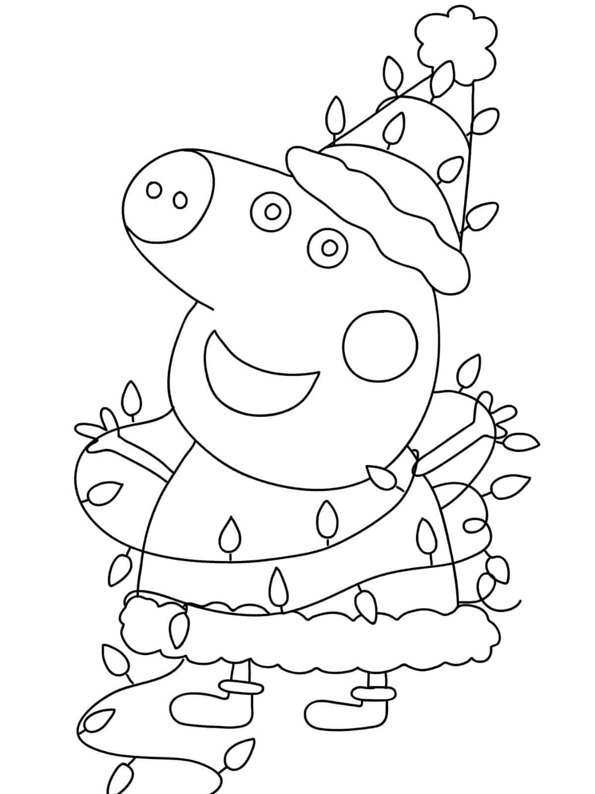 Merry Christmas With Peppa Pig Coloring Pages