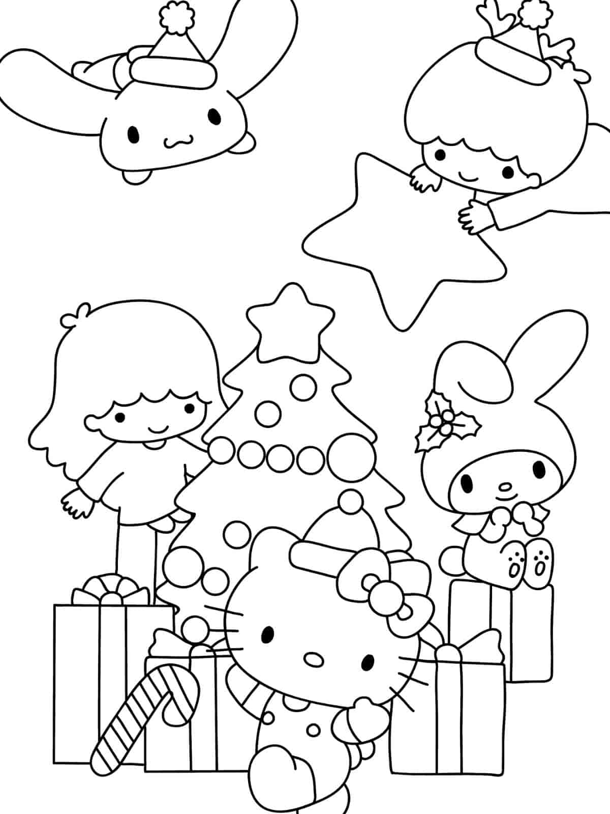 Merry Christmas With Sanrio Coloring Pages