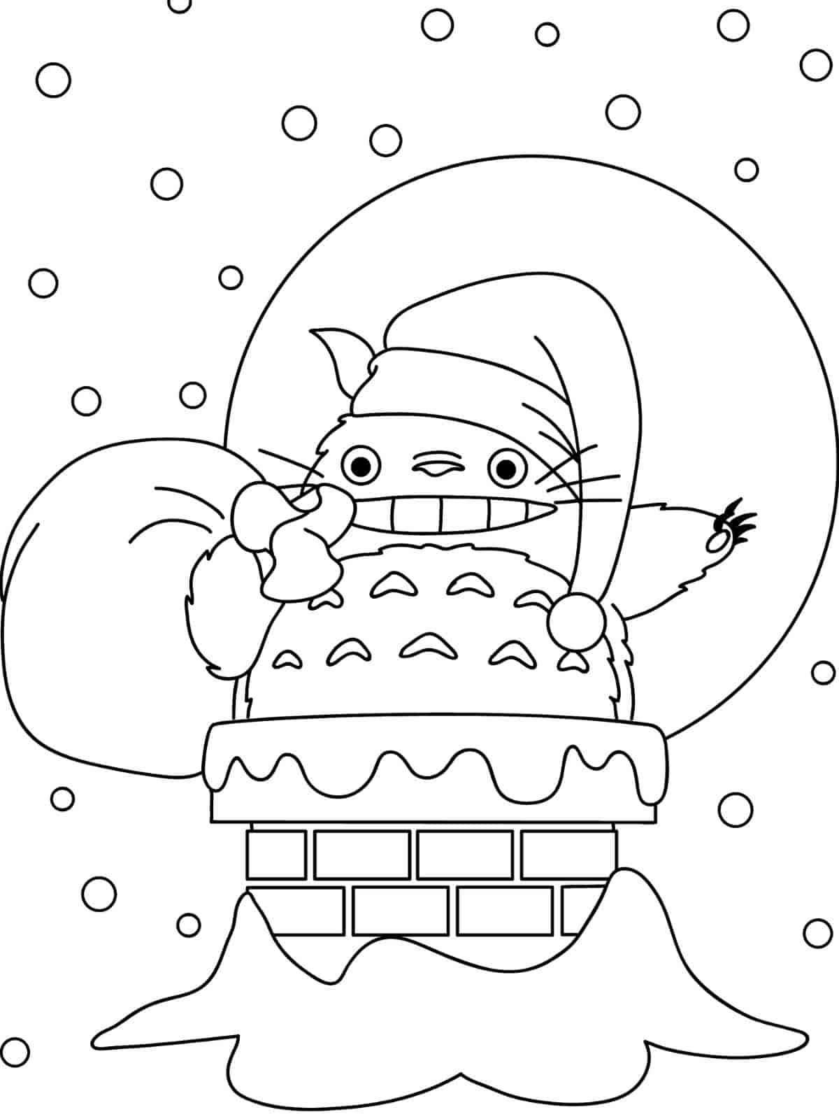 Merry Christmas With Totoro Coloring Pages