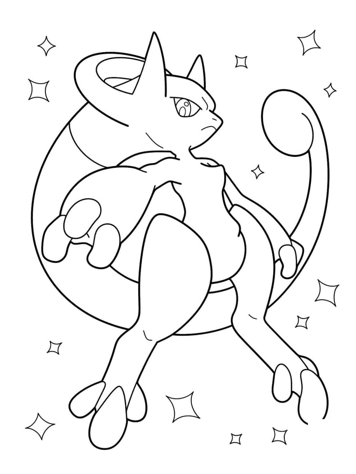 Mewtwo Coloring Page For Toddlers