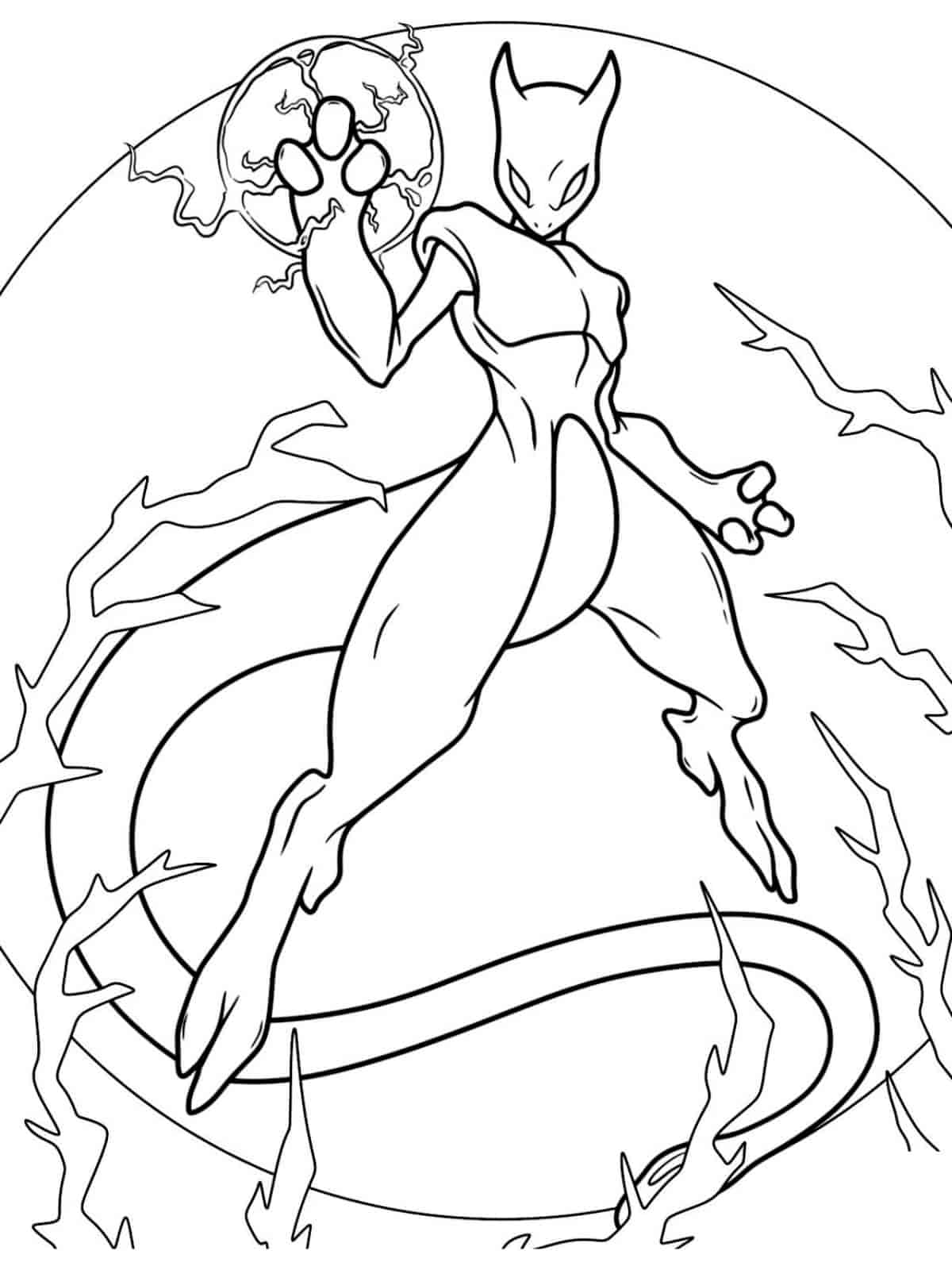 Mewtwo In Battle Pose Coloring Page