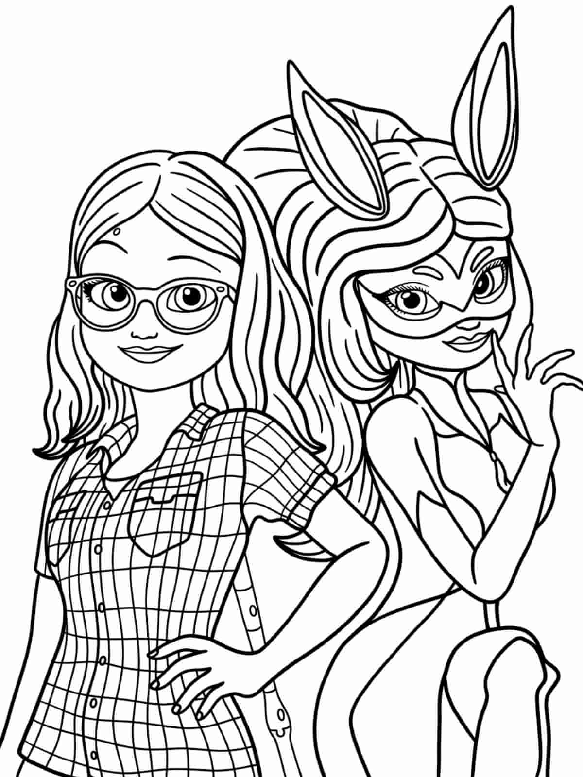 Miraculous Ladybug And Rina Rouge Coloring Pages