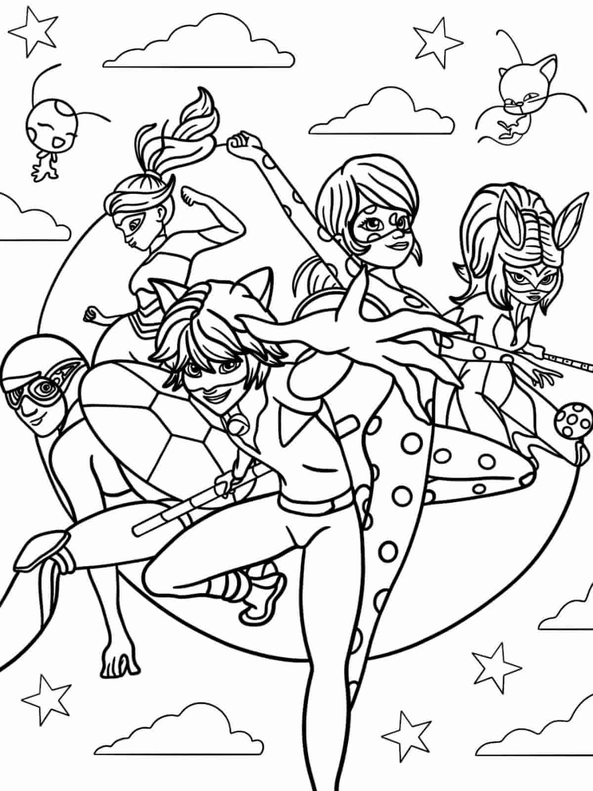 Miraculous Ladybug Saving Paris Coloring Pages