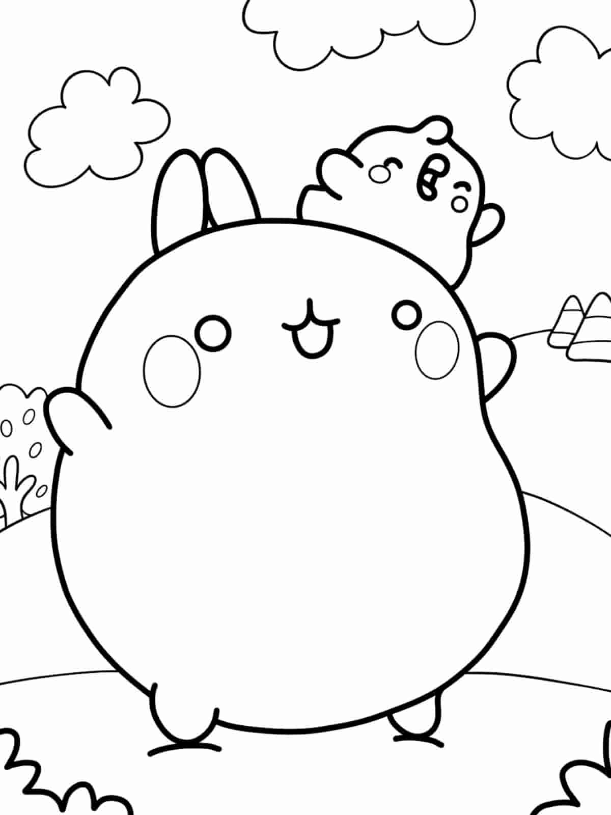 Molang And Piu Piu In Park Coloring Pages