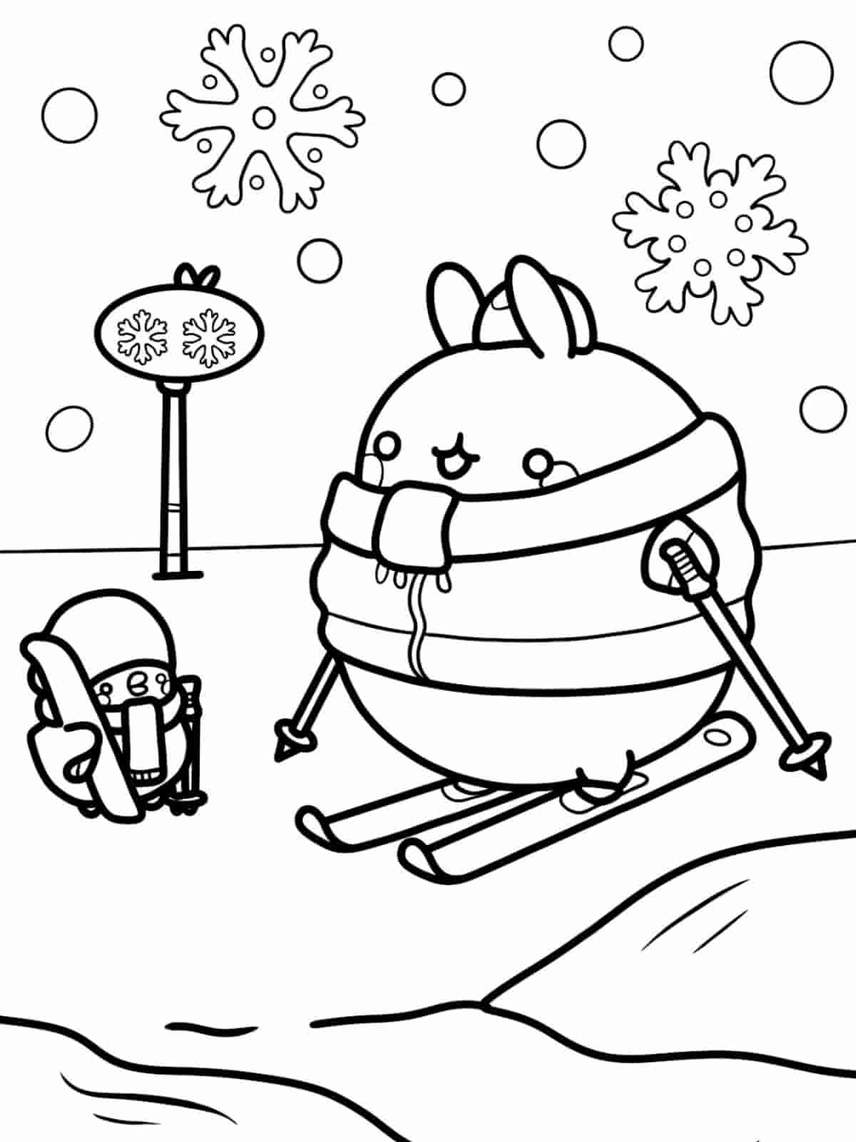 Molang Hugging Piu Piu Coloring Pages