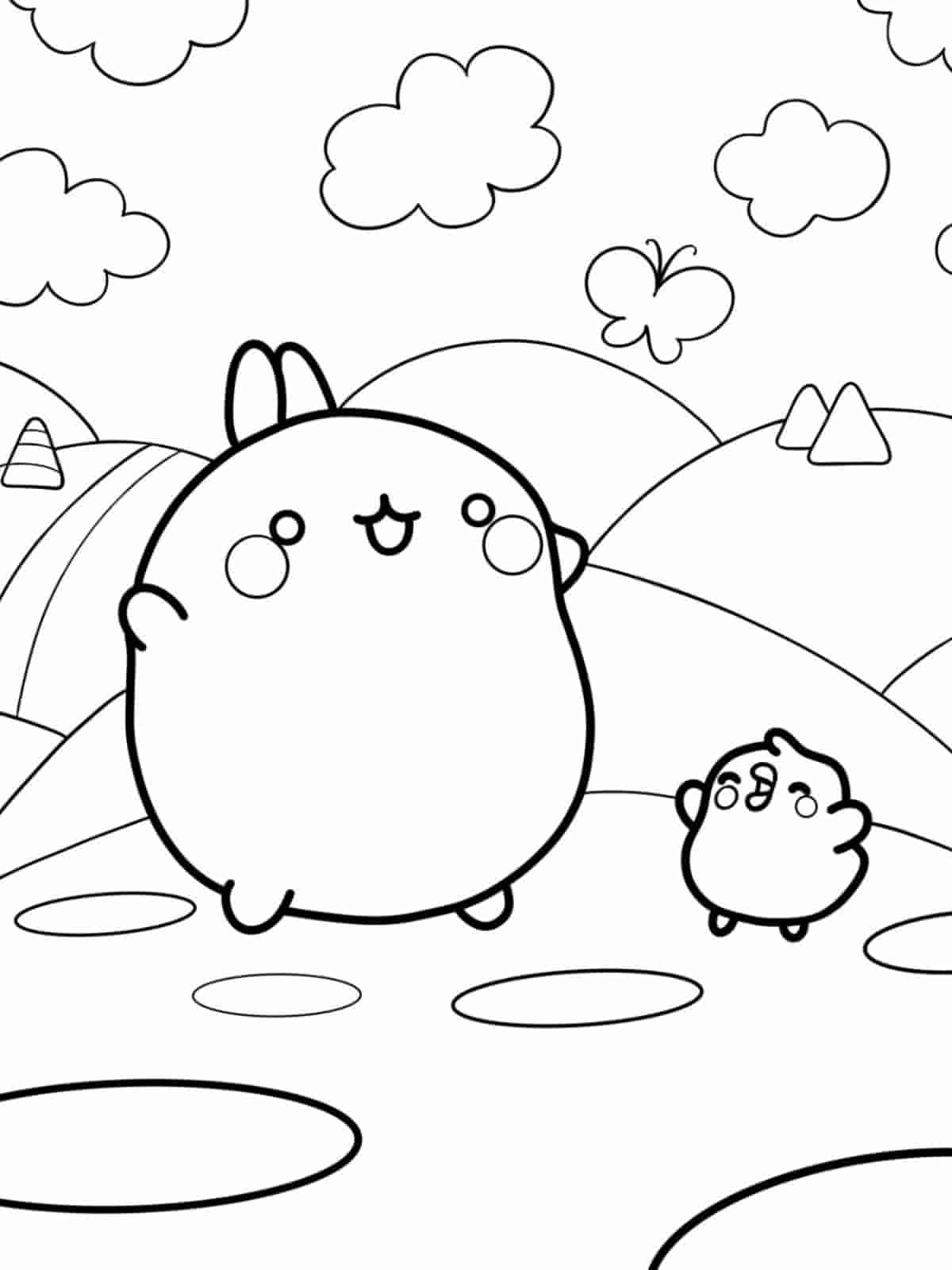 Molang With Flowers Coloring Pages