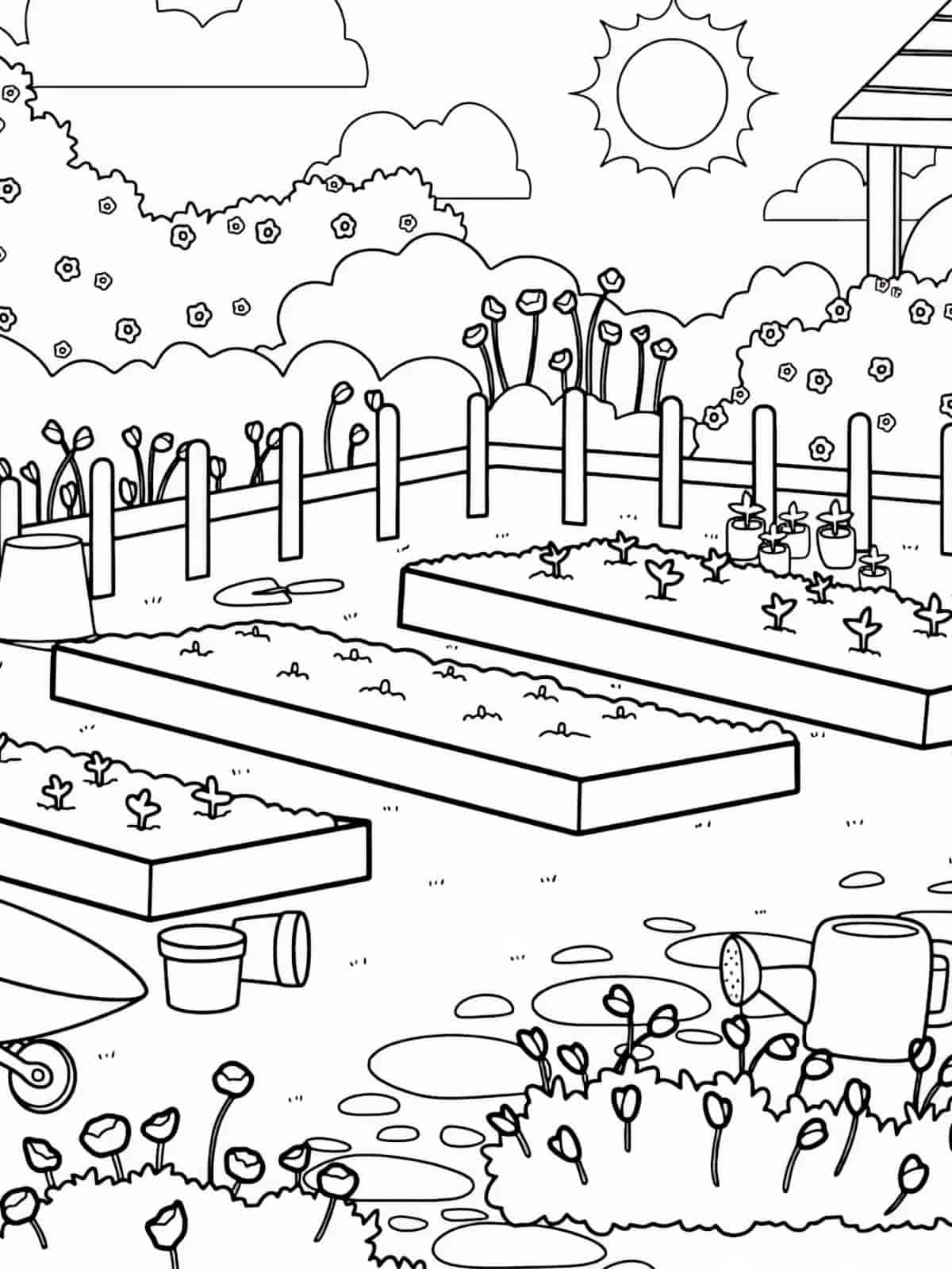 Nature Inspired Cozy Garden Coloring Pages