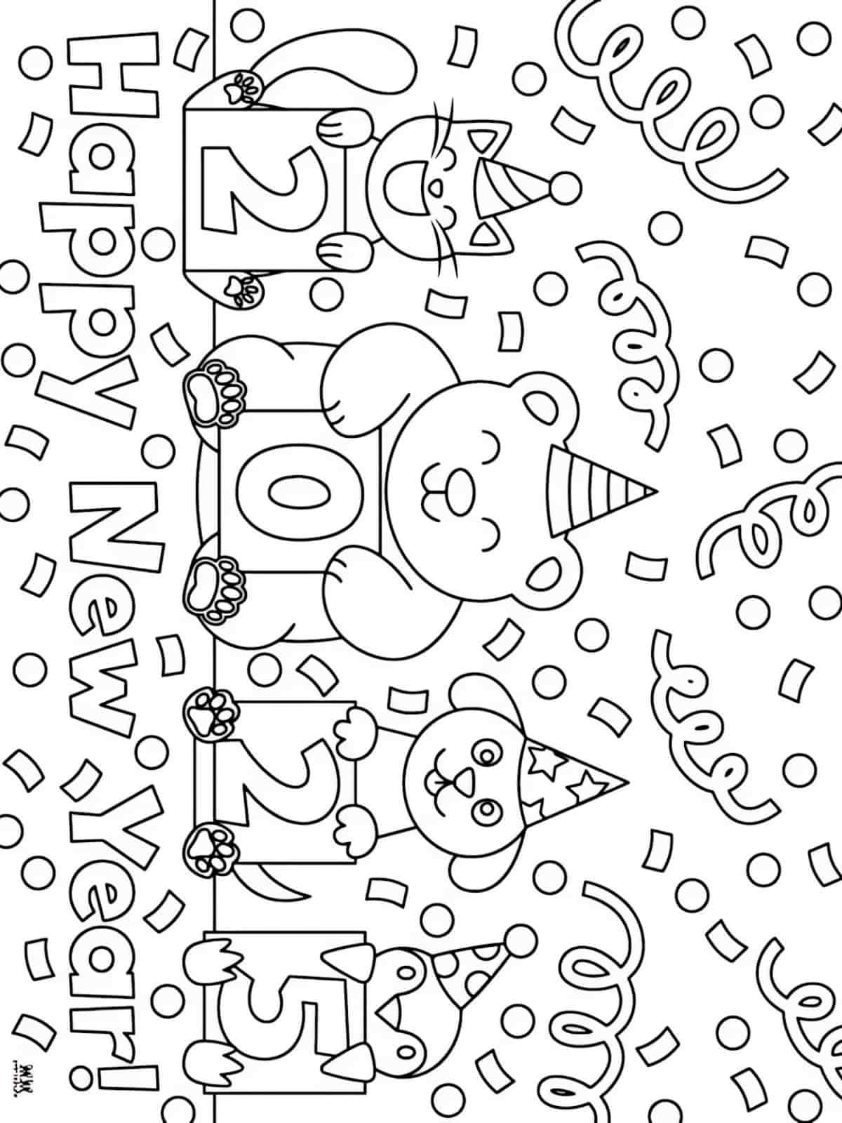 New Year Animal Coloring Pages