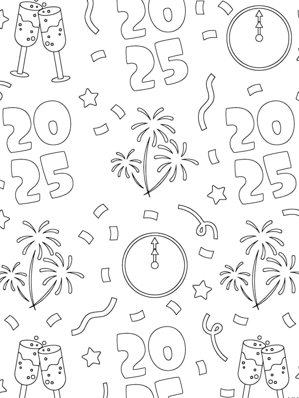 New Year Champagne Coloring Pages