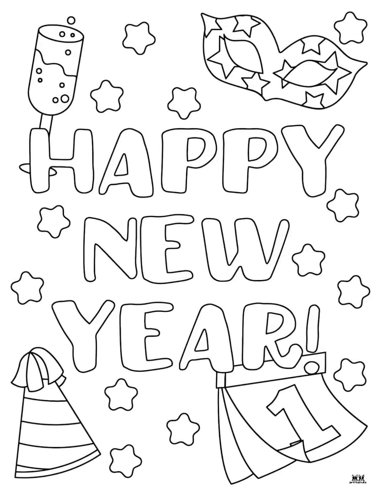 New Year City Skyline Coloring Pages