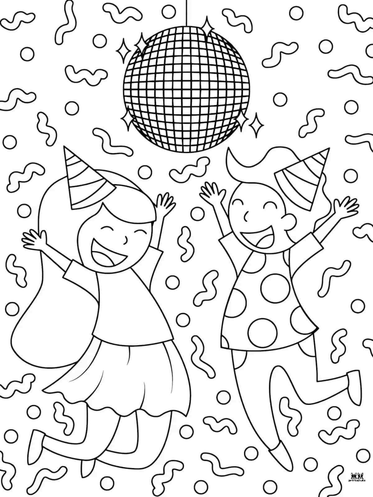 New Year Family Gathering Coloring Page