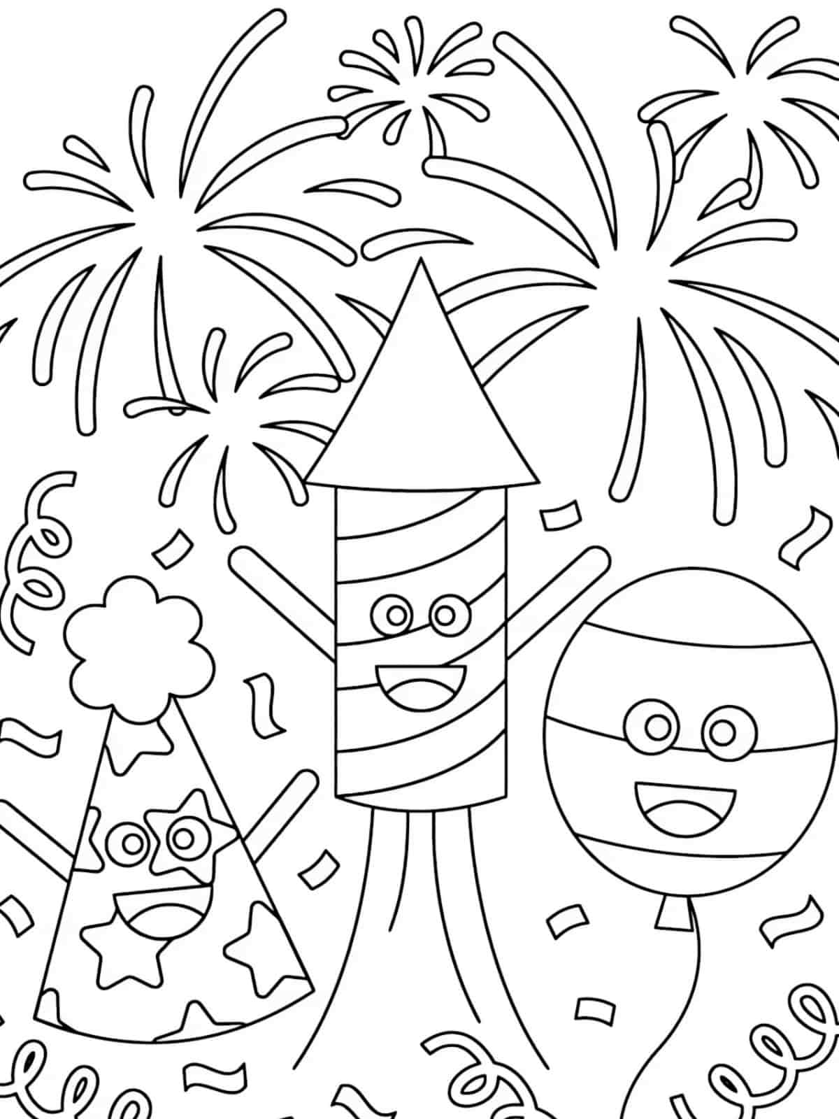 New Year Fireworks Display Coloring Pages