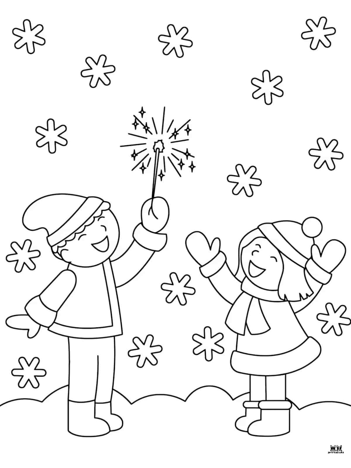 New Year Friends Celebrating Coloring Pages