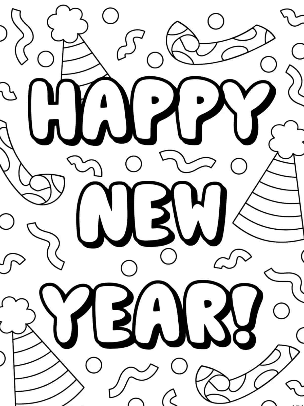 New Year Party Coloring Pages