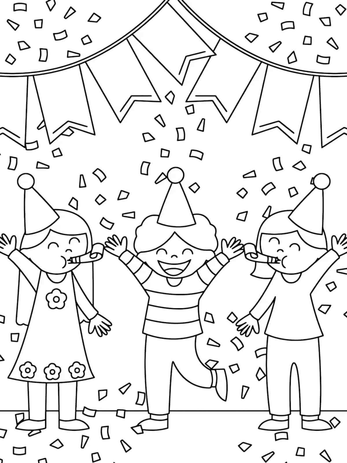 New Year Party Scene Coloring Pages