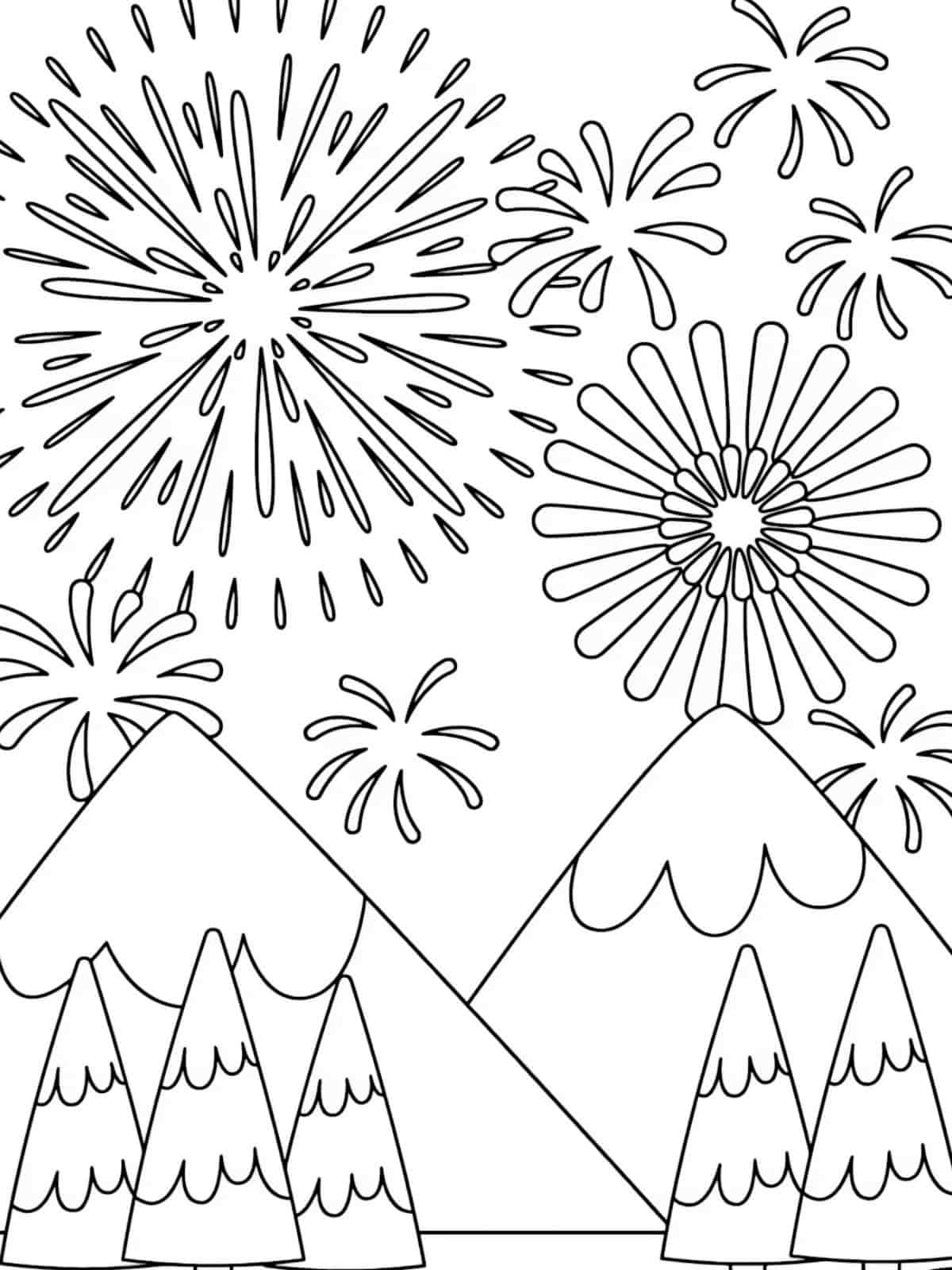 New Year Winter Landscape Coloring Pages