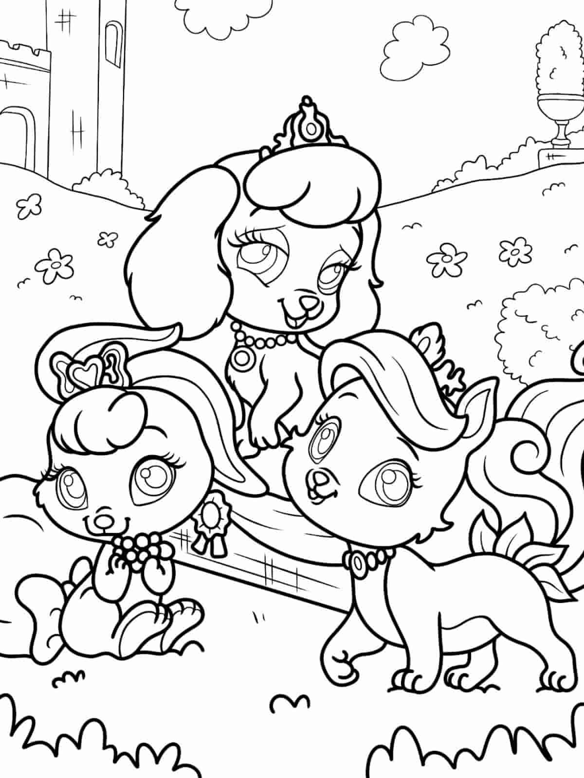 Palace Pets And Flowers Coloring Pages