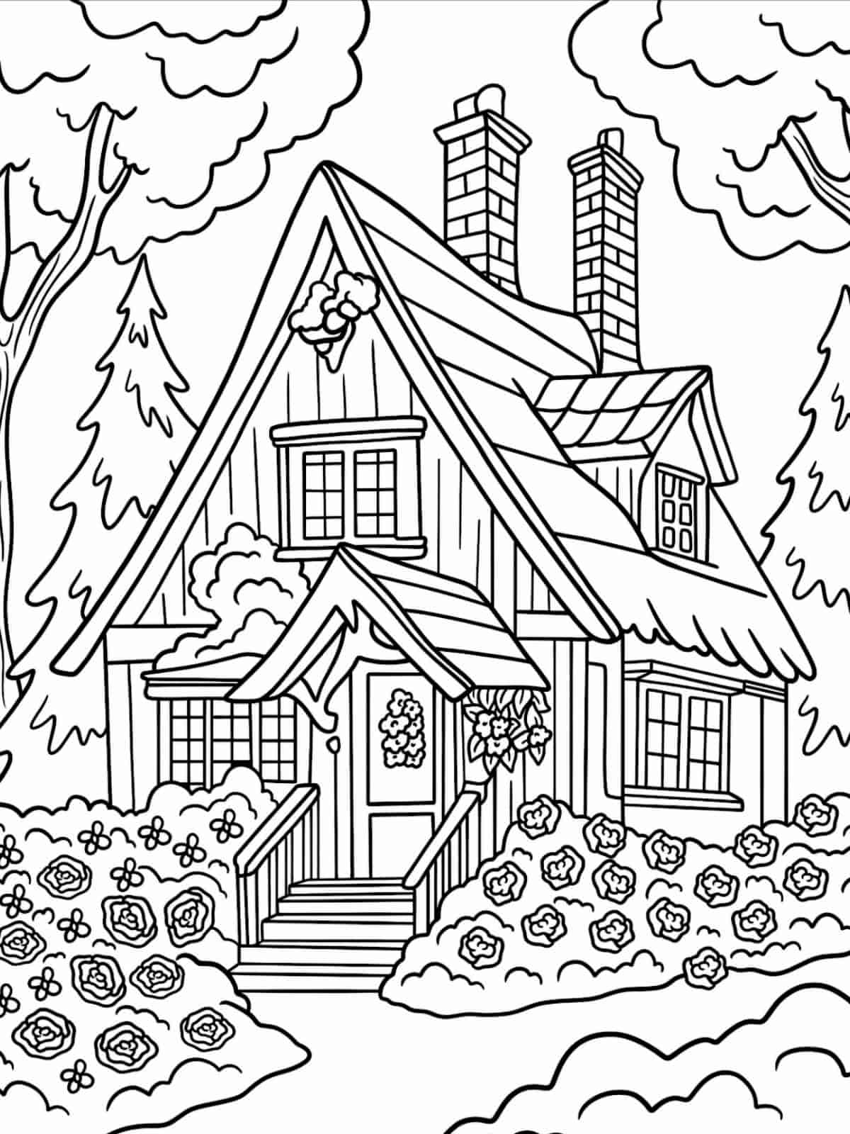 Peaceful Cozy Cottage Coloring