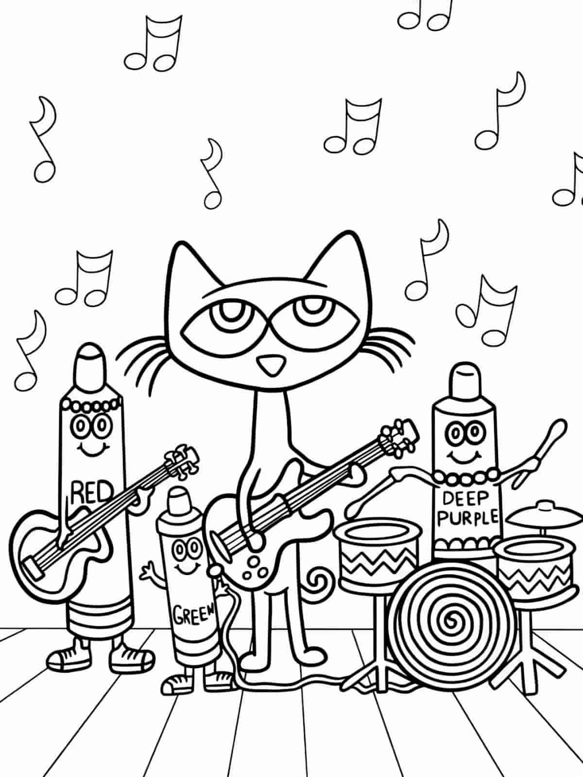 Pete The Cat And Friends Music Band Coloring Pages