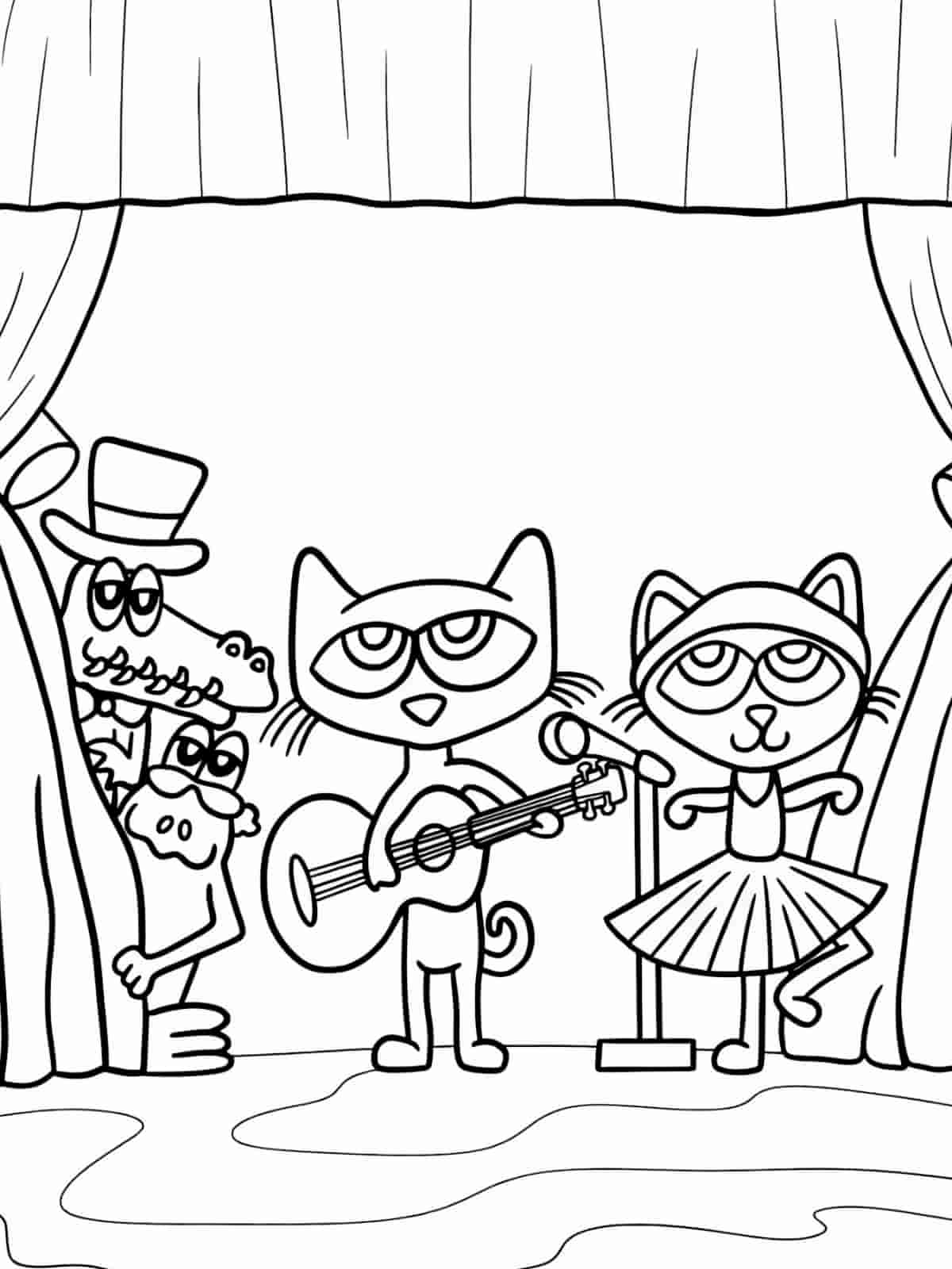 Pete The Cat And His Guitar Coloring Pages