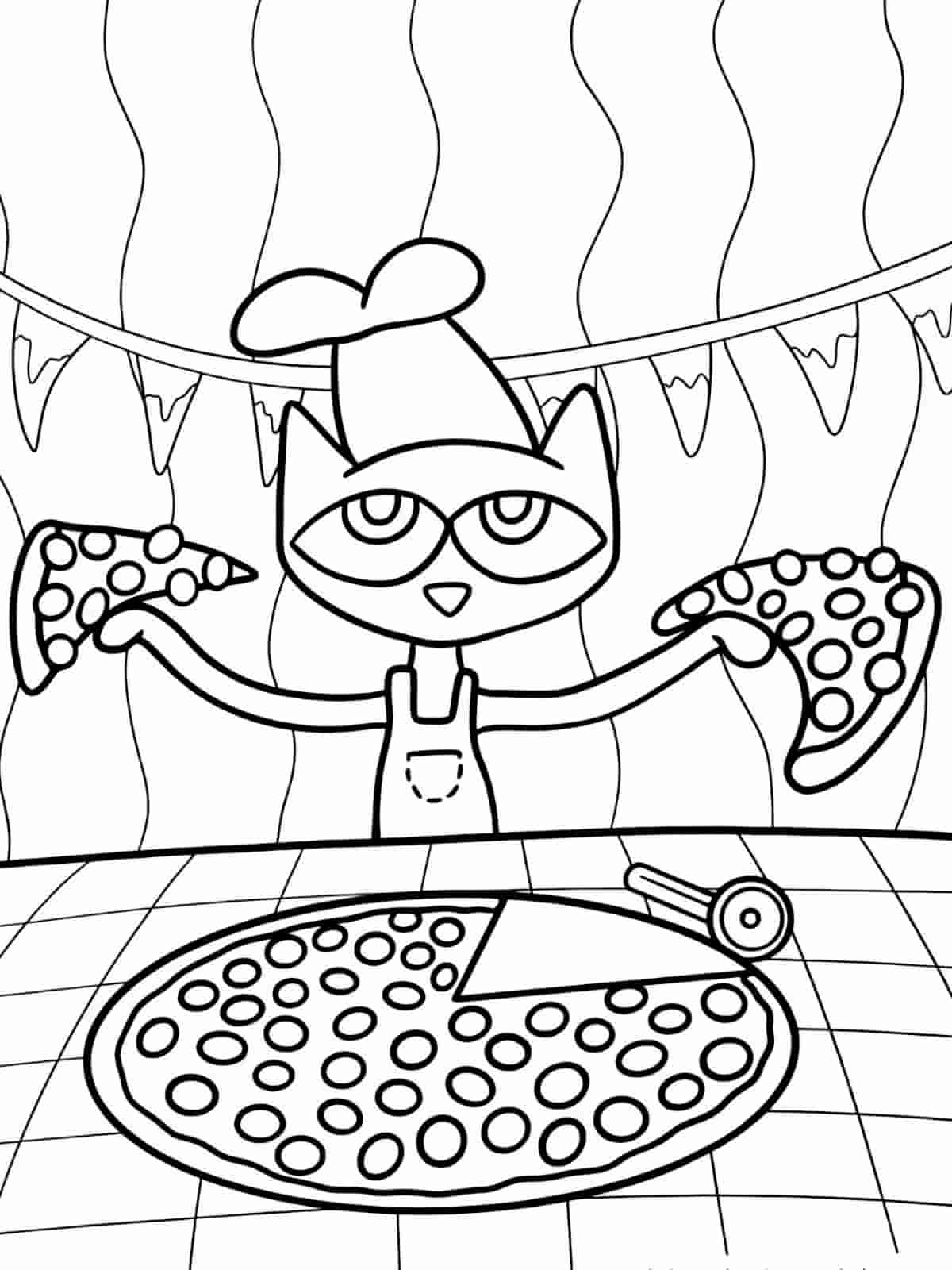 Pete The Cat And Pizza Coloring Pages