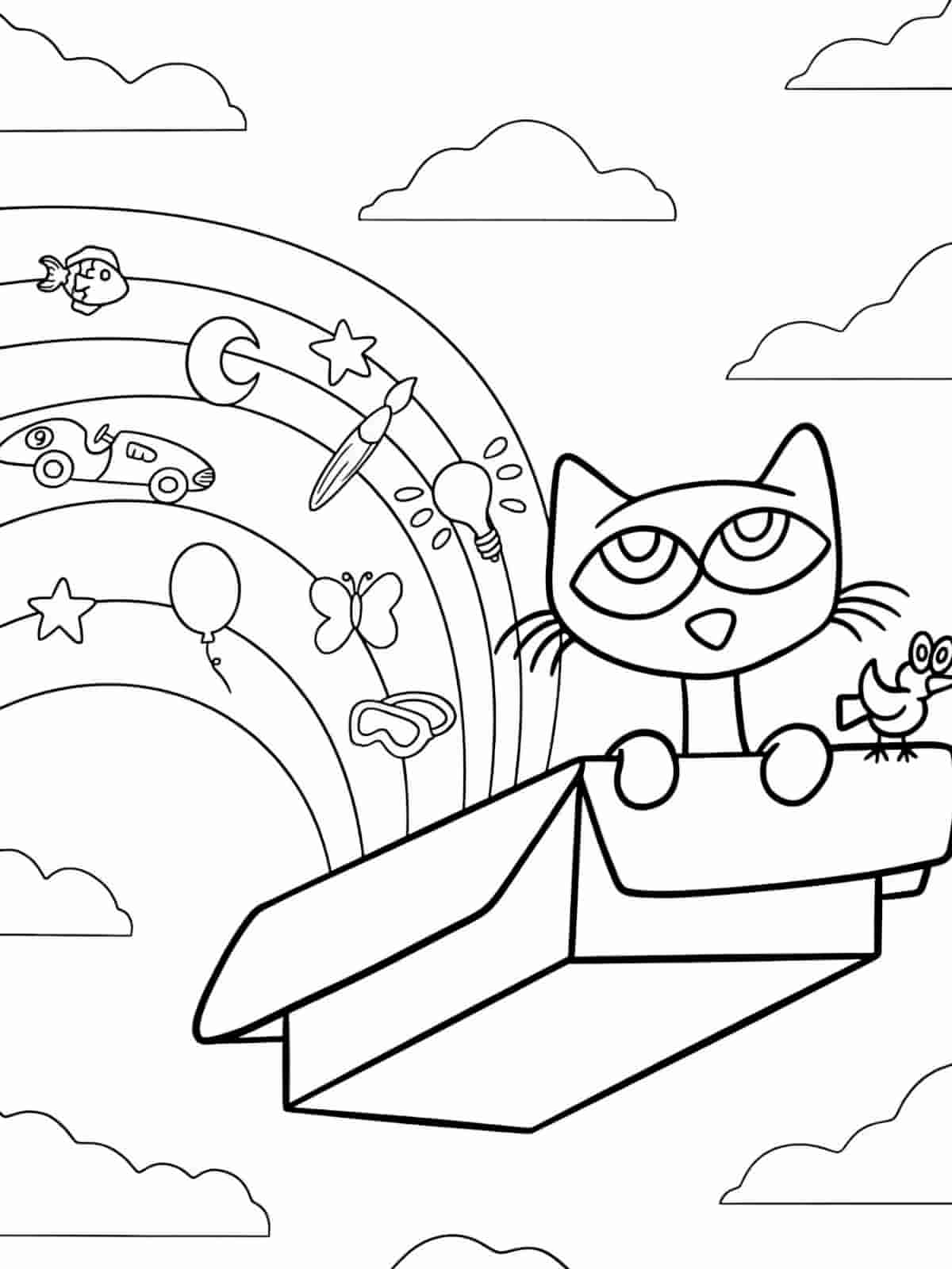 Pete The Cat Flying Coloring Pages