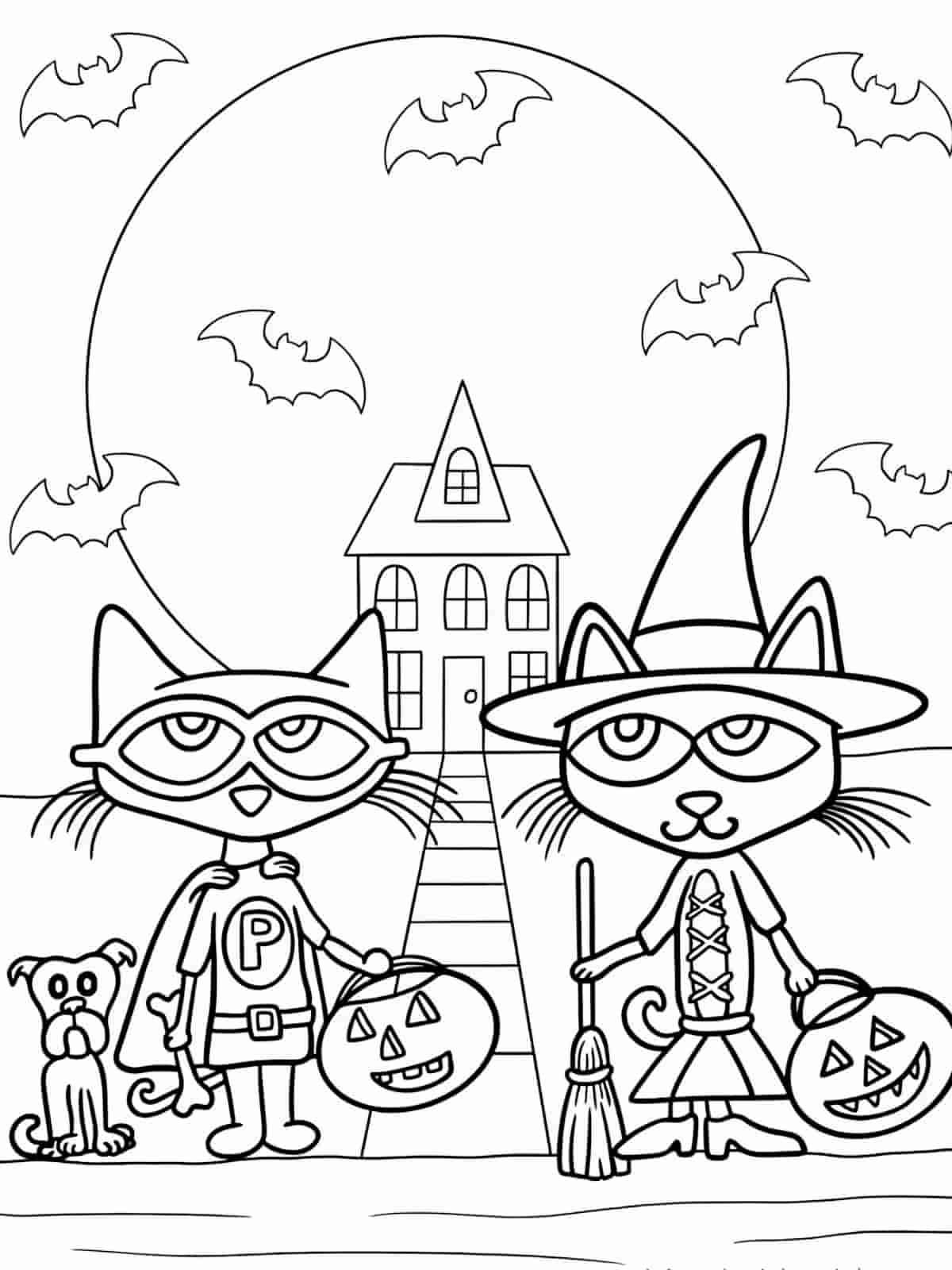 Pete The Cat Friendship Halloween Coloring Pages