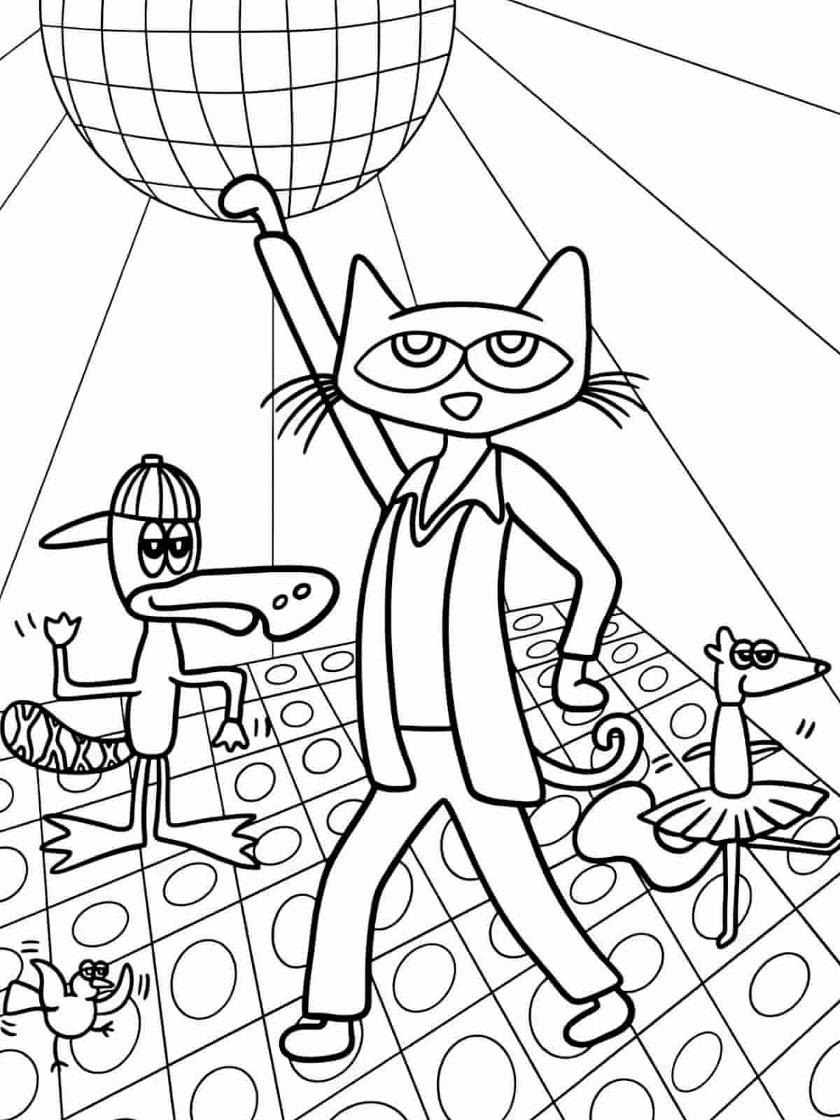 Pete The Cat In Dance Club Coloring Pages