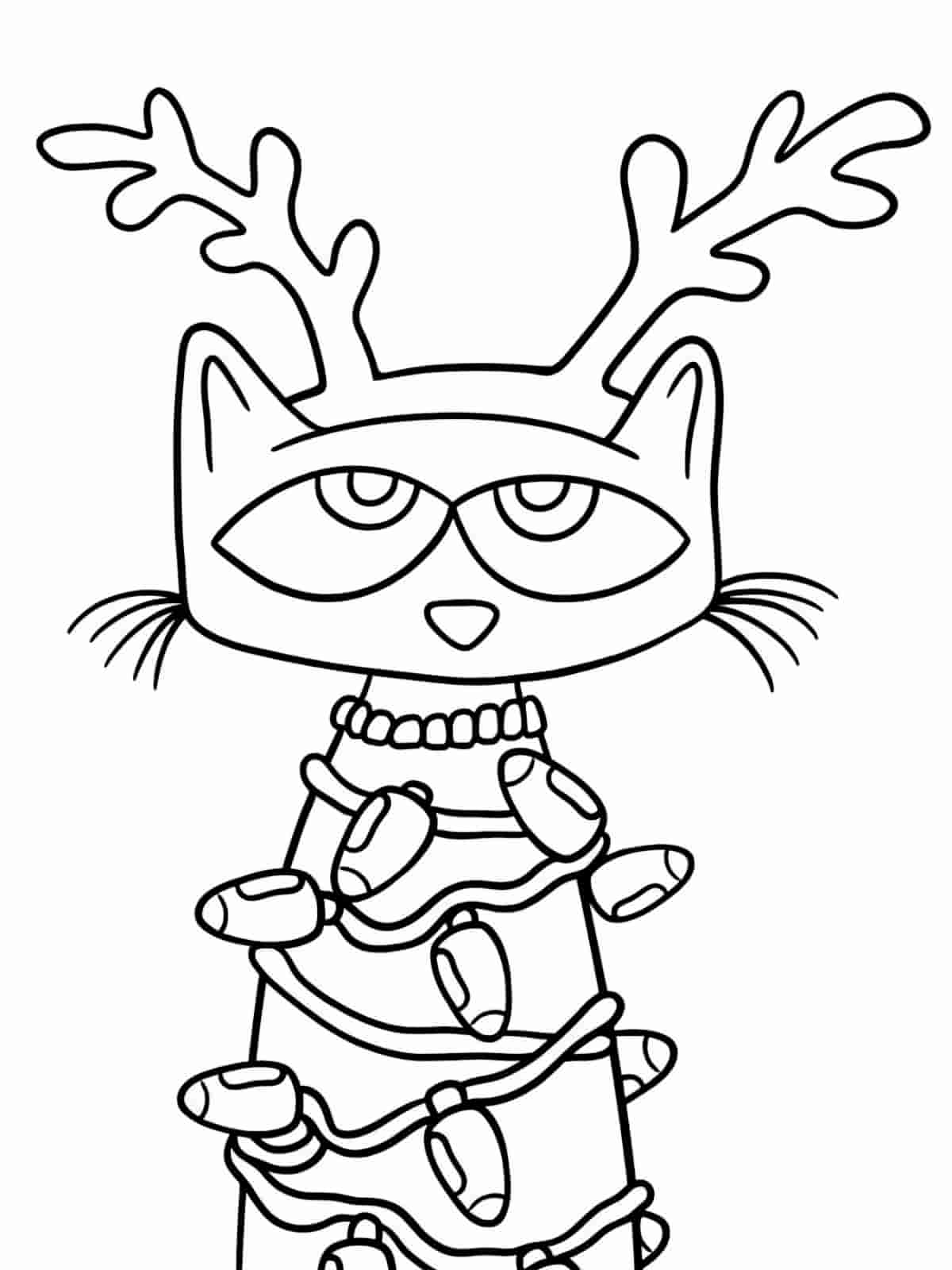 Pete The Cat Reindeer Coloring Pages