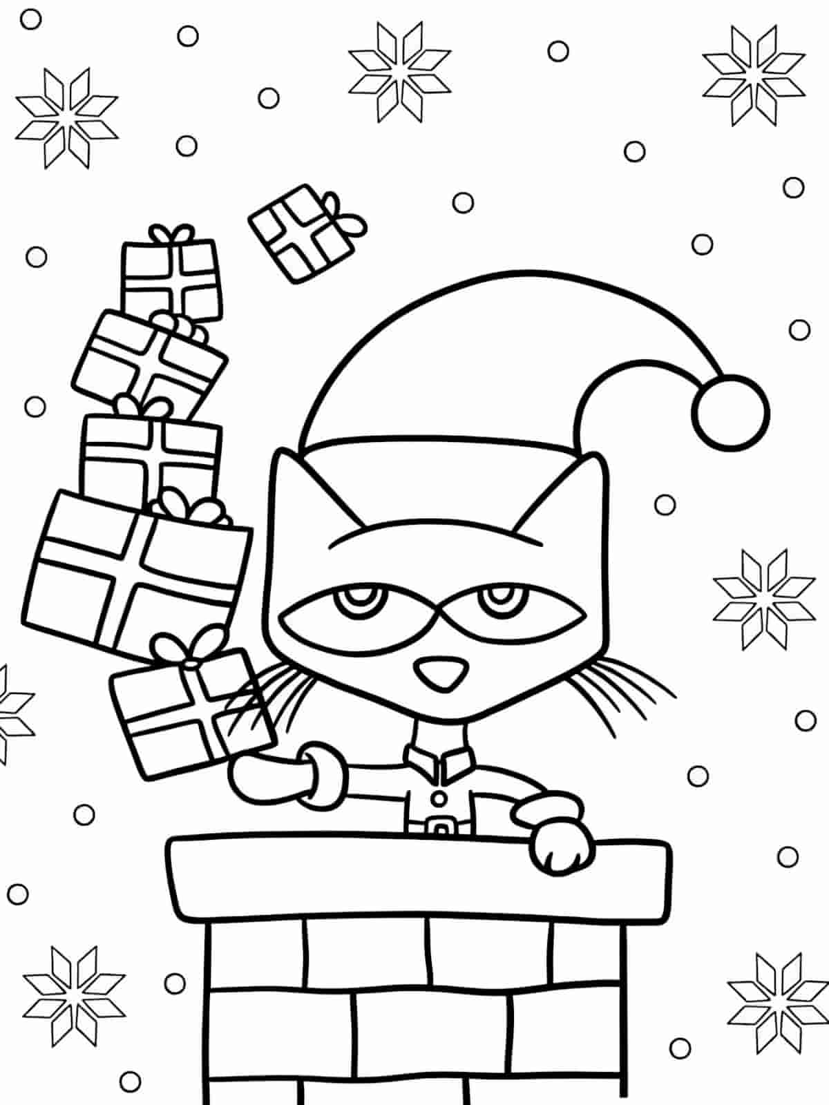 Pete The Cat Santa Christmas Coloring Pages