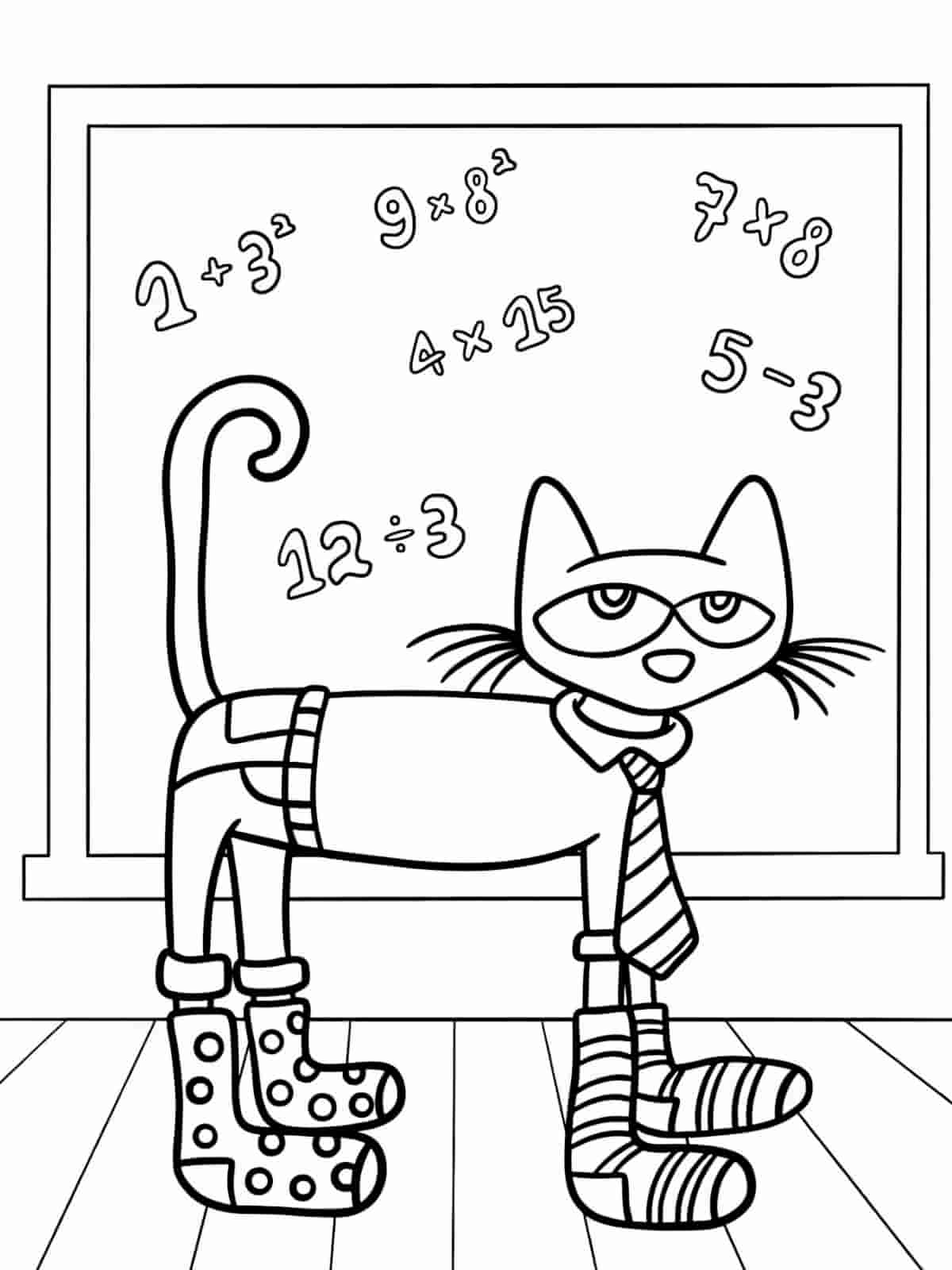 Pete The Cat School Coloring Pages