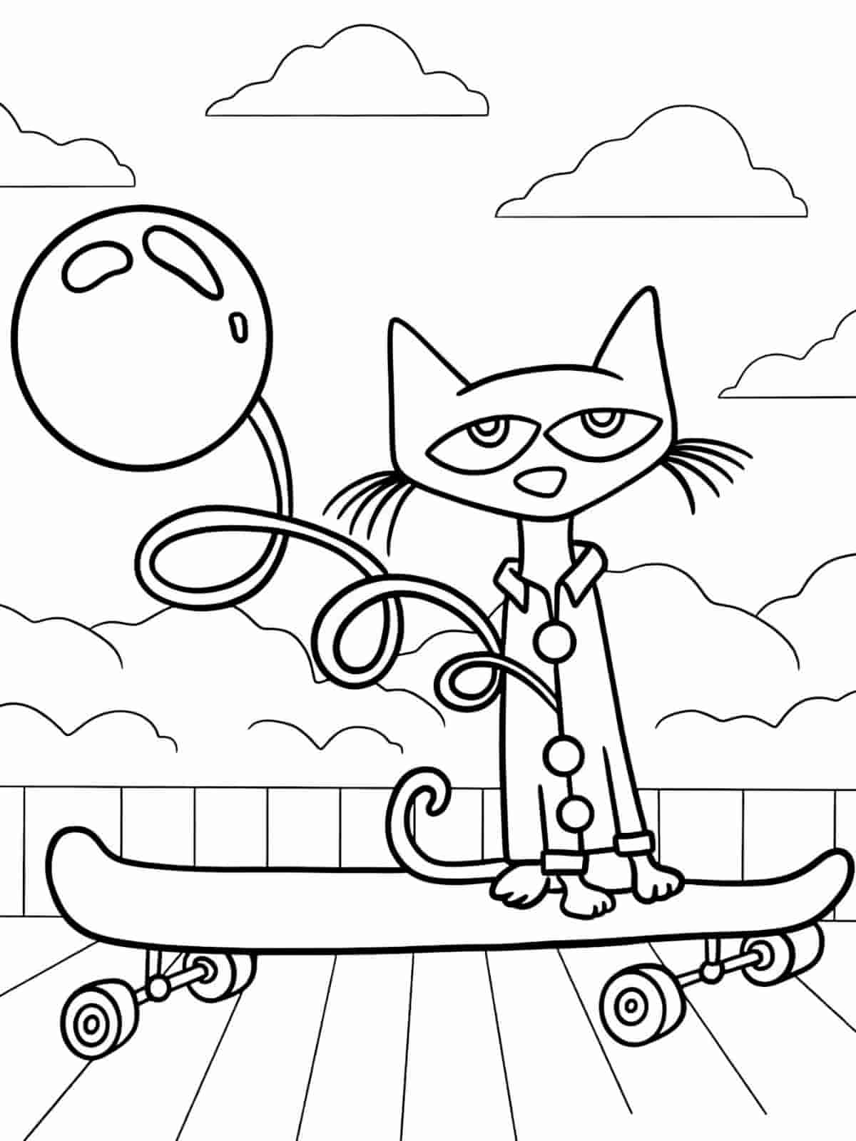 Pete The Cat With Sunglasses Coloring Pages