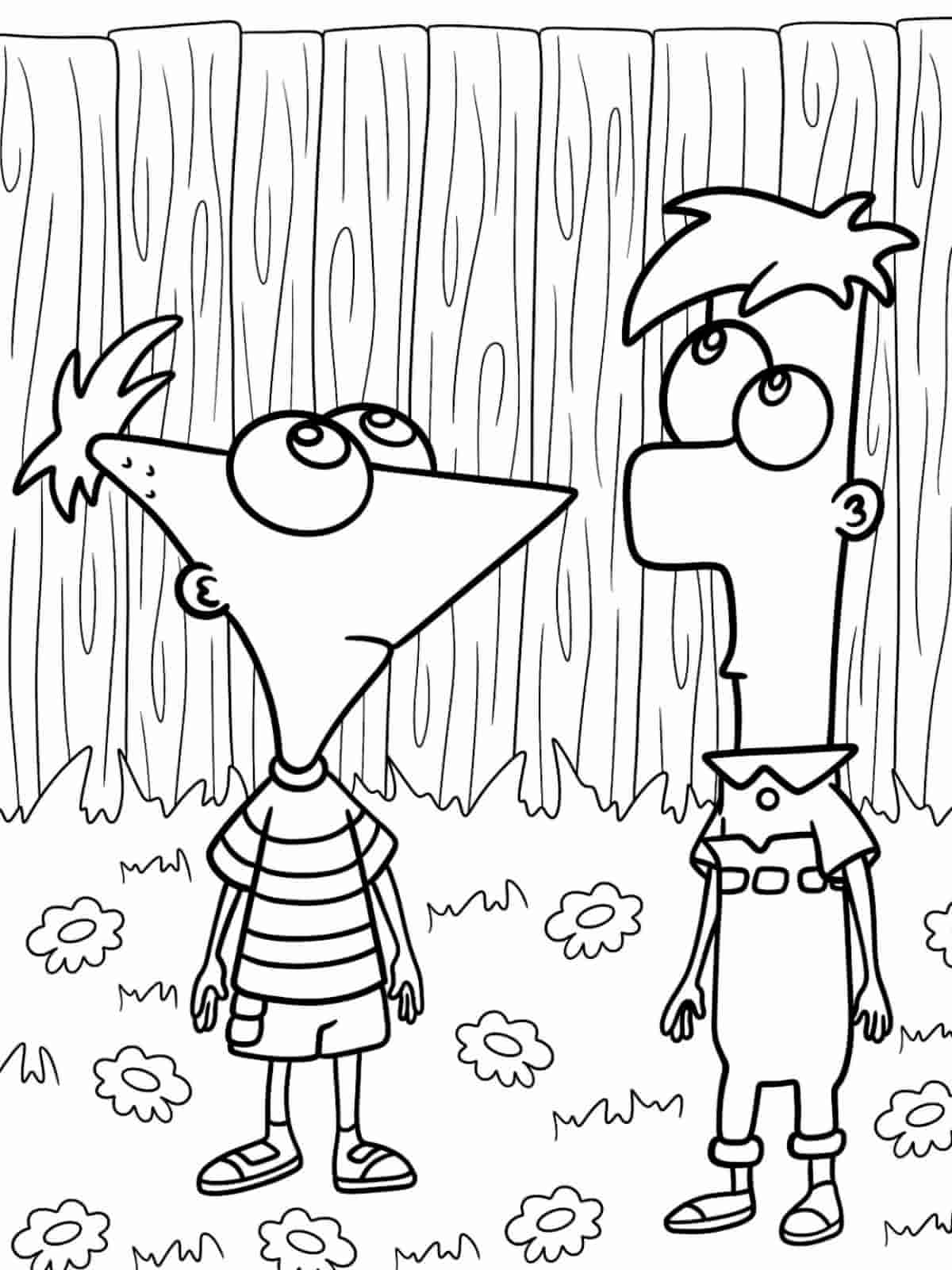 Phineas And Ferb In Action Coloring Pages