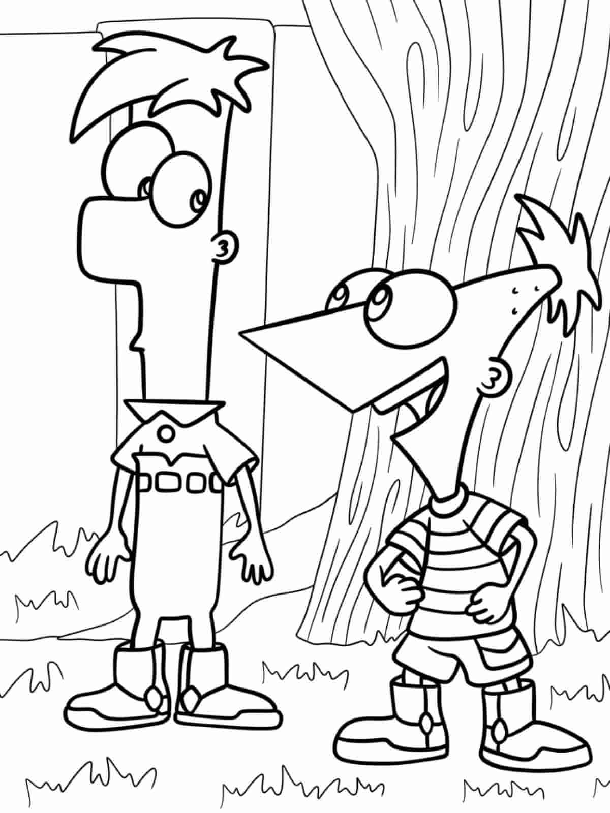 Phineas And Ferb With Perry Coloring Pages