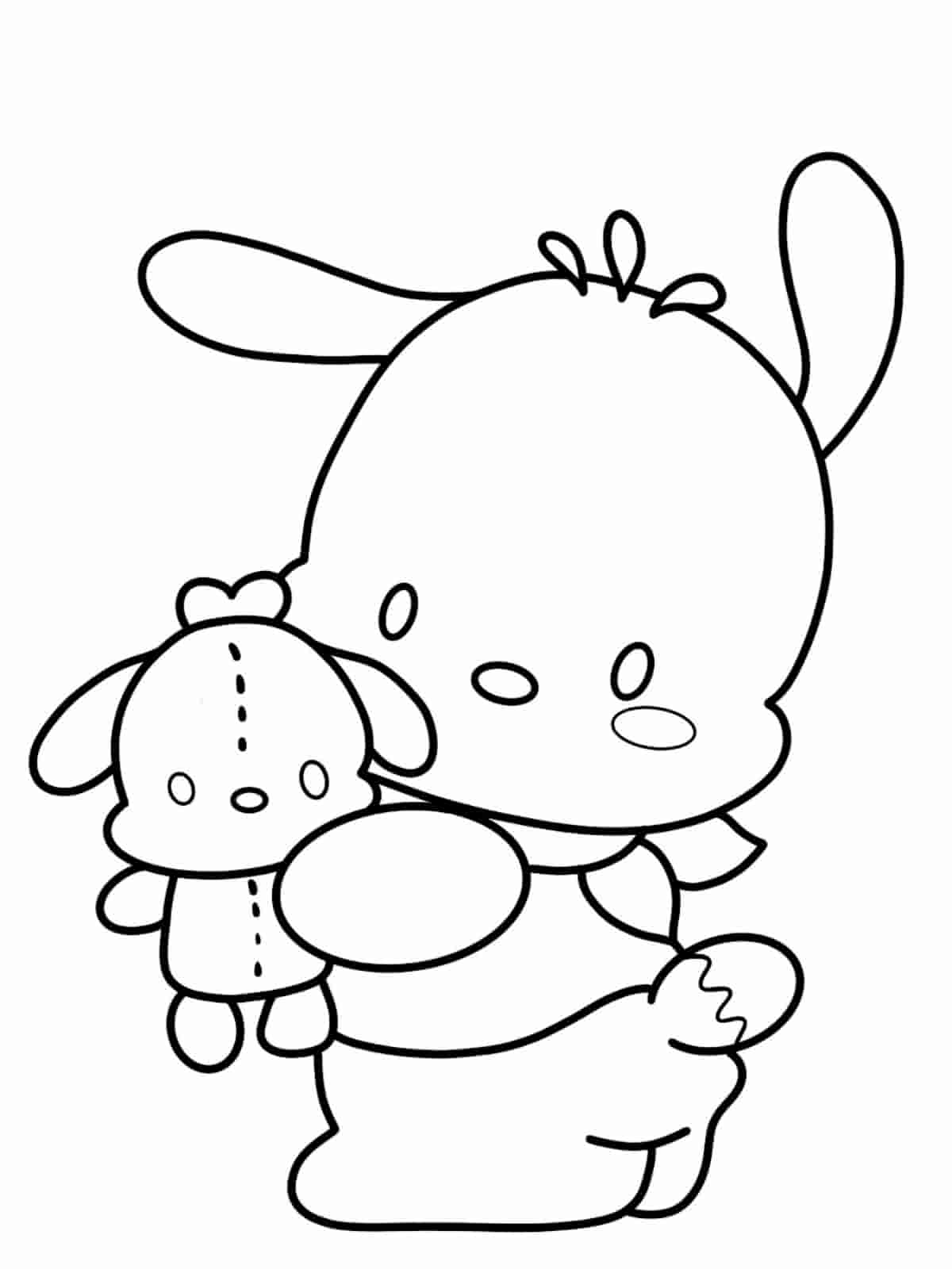 Pochacco And Hearts Coloring Pages