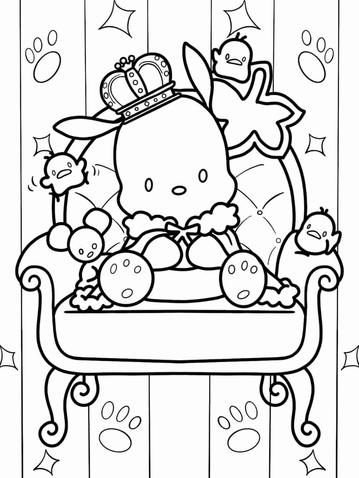 Pochacco Eating Ice Cream Coloring Pages