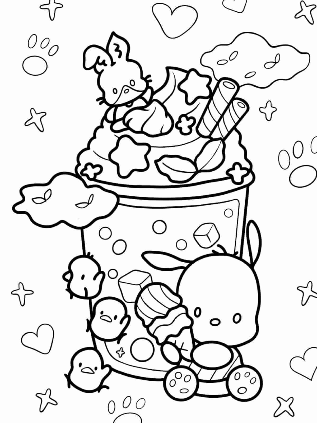 Pochacco With Flowers Coloring Pages