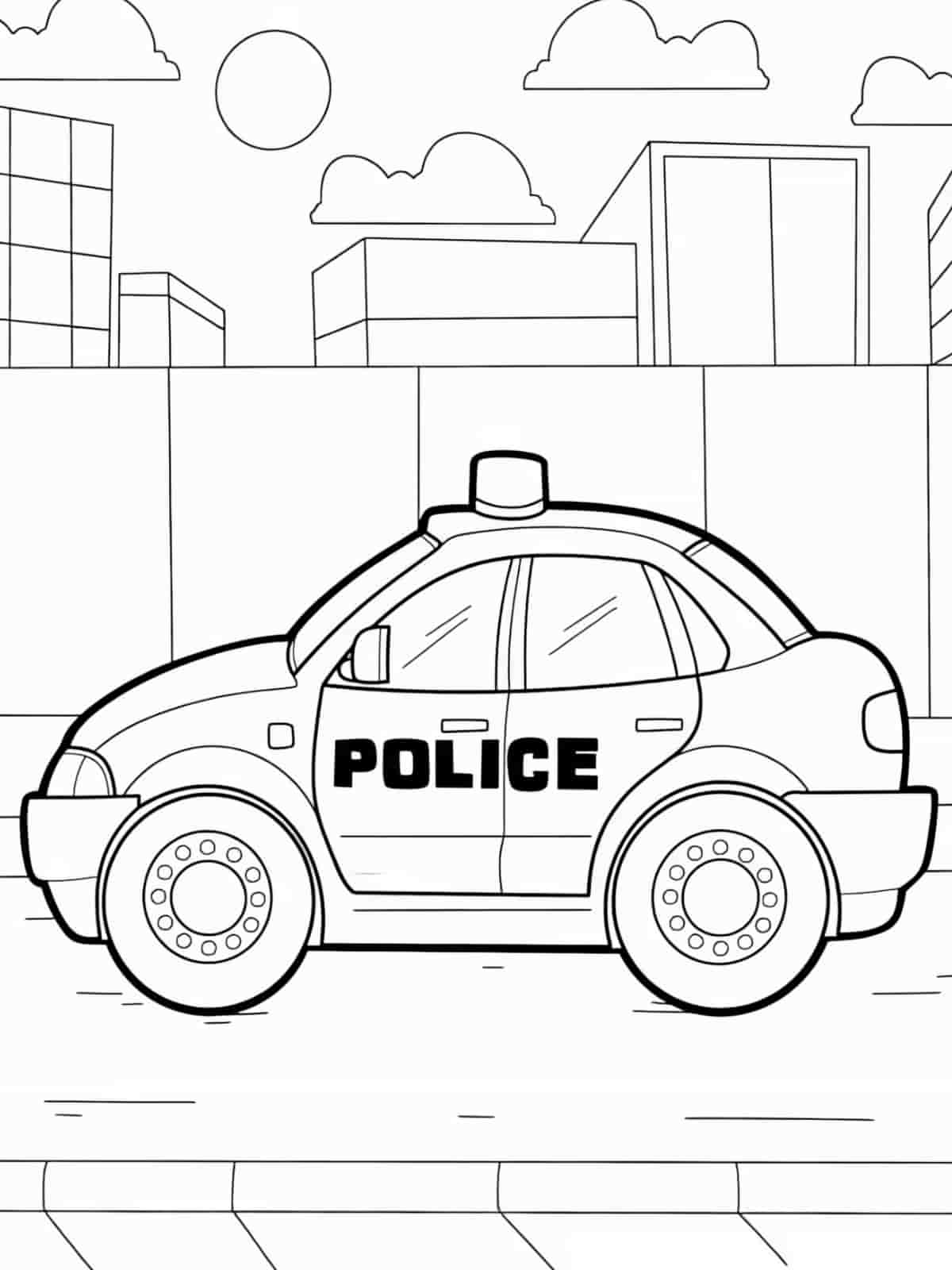 Police Car And Dog Coloring Page