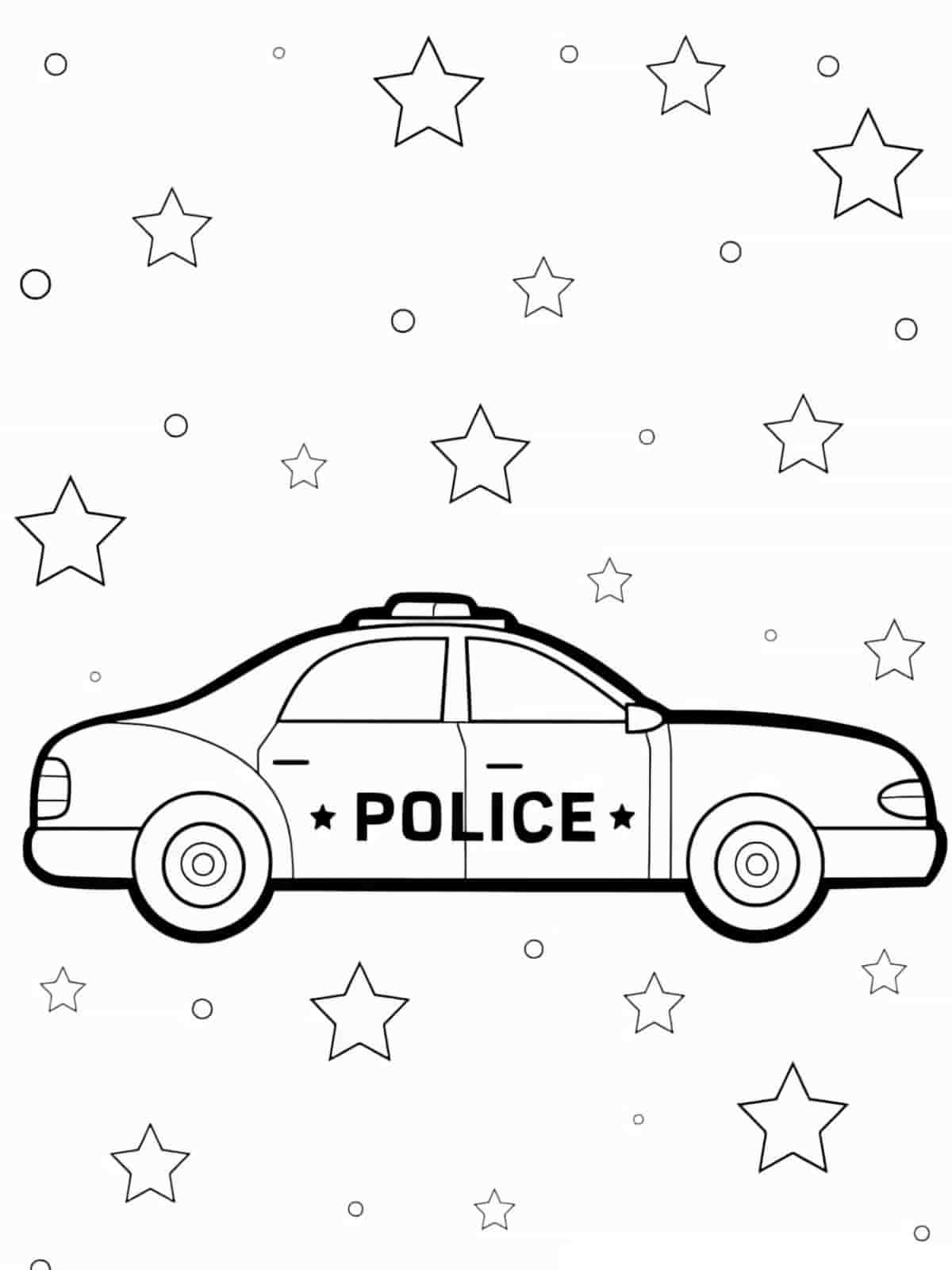 Police Car And Siren Coloring Page