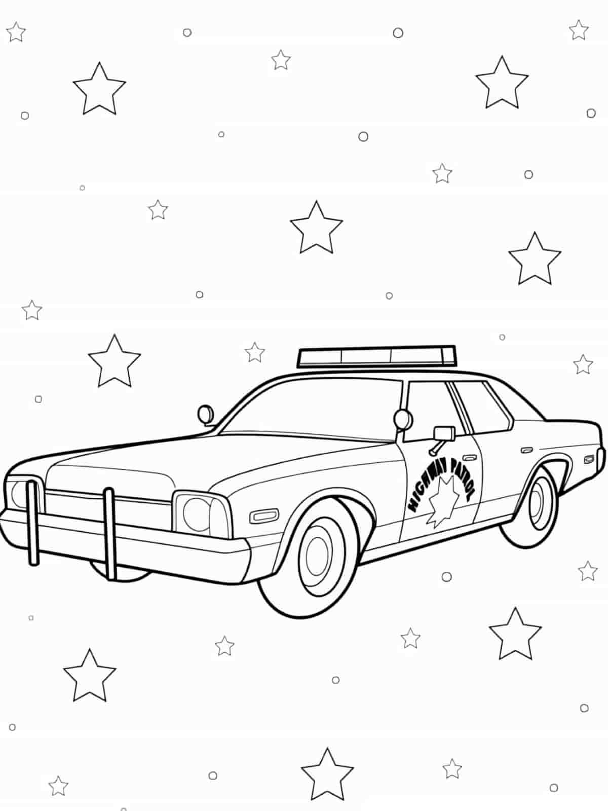 Police Car And Traffic Light Coloring Page