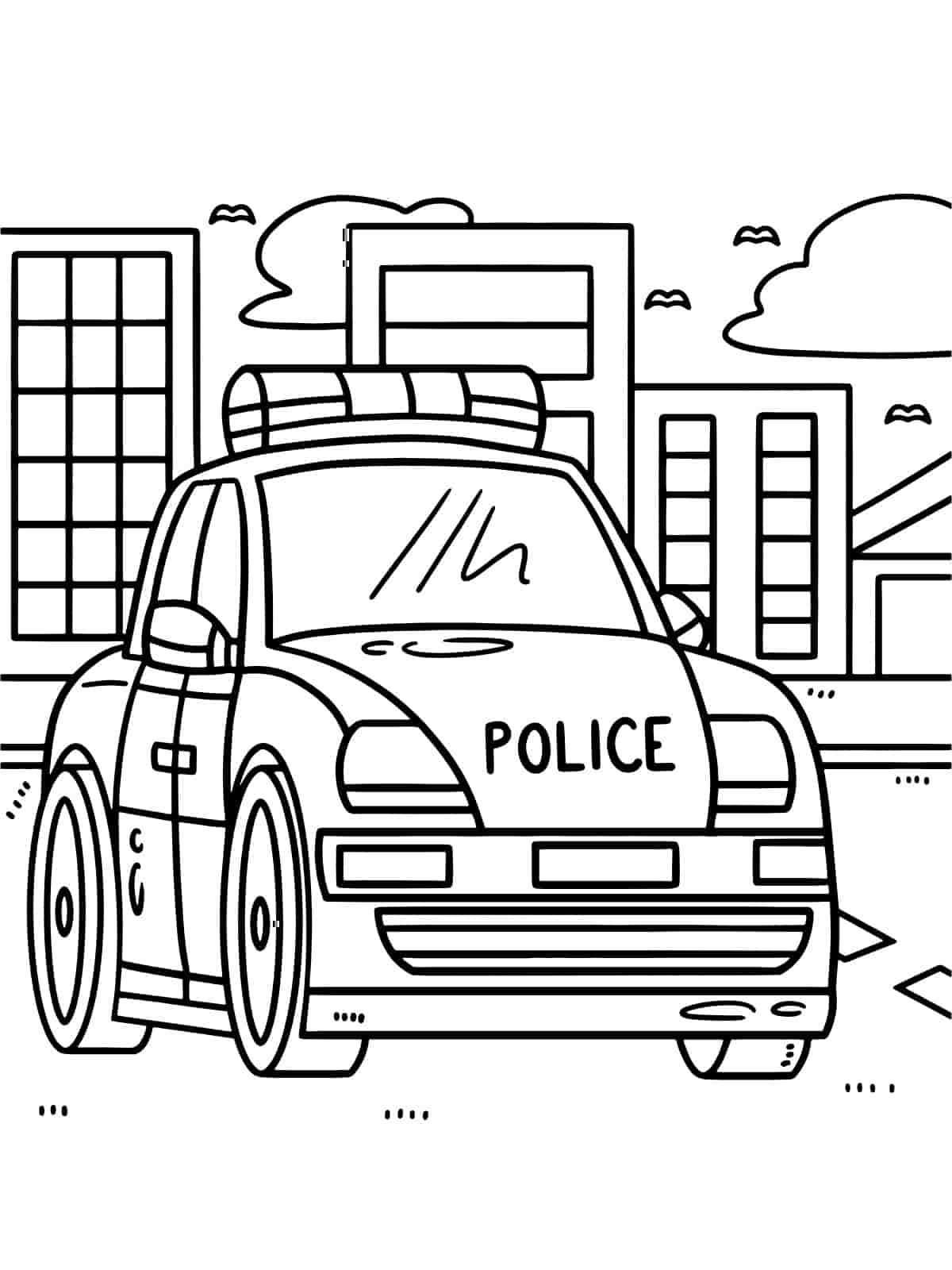 Police Car Chase Coloring Page