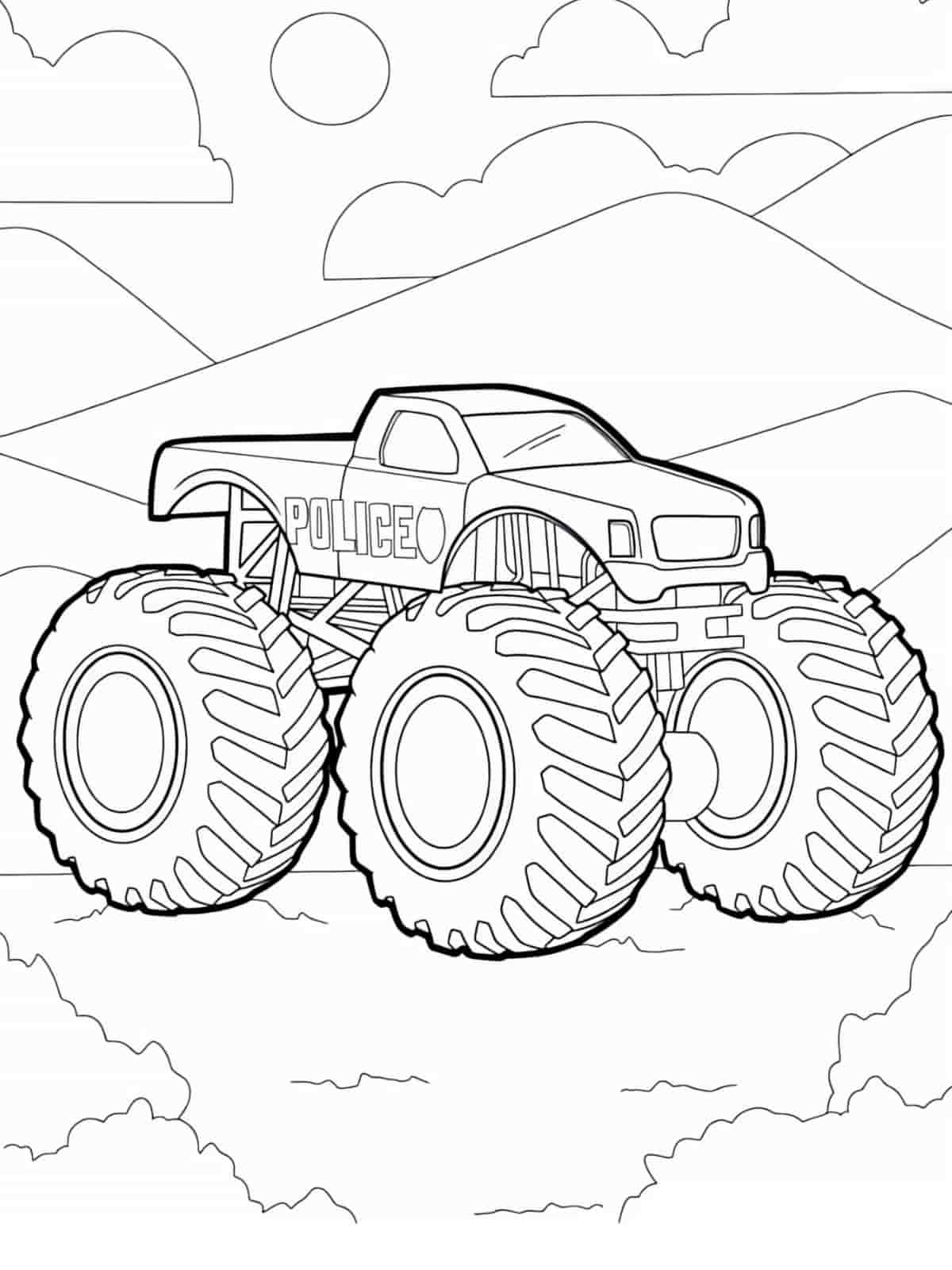 Police Car Drawing Coloring Page